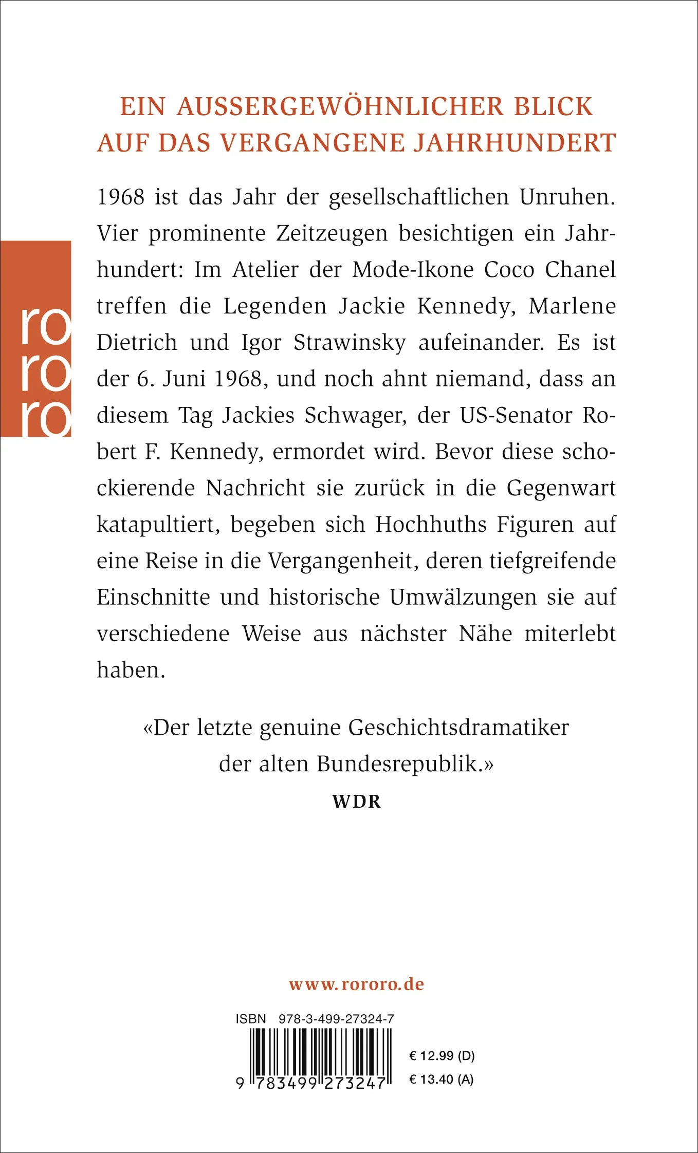 Buchrückseite von 'Bei Coco Chanel' mit Klappentext - Taschenbuch