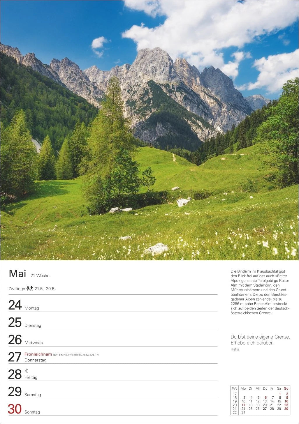 Berge Wochenplaner 2027 - 53 faszinierende Fotografien – Ansicht