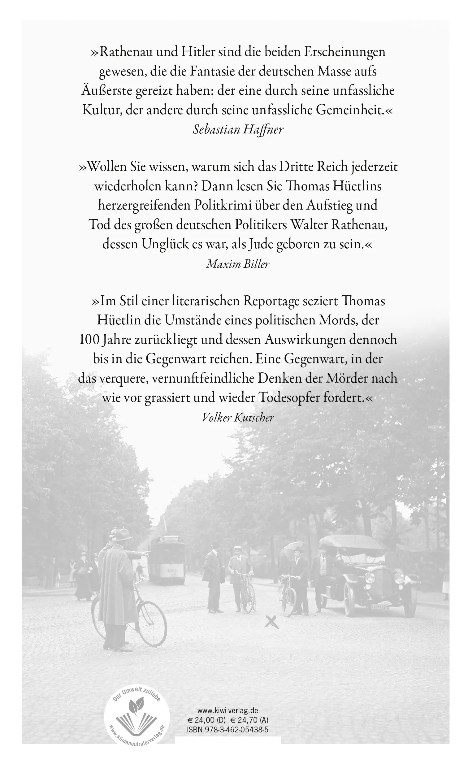 Buchrückseite von 'Berlin, 24. Juni 1922' mit Klappentext - Gebundene Ausgabe