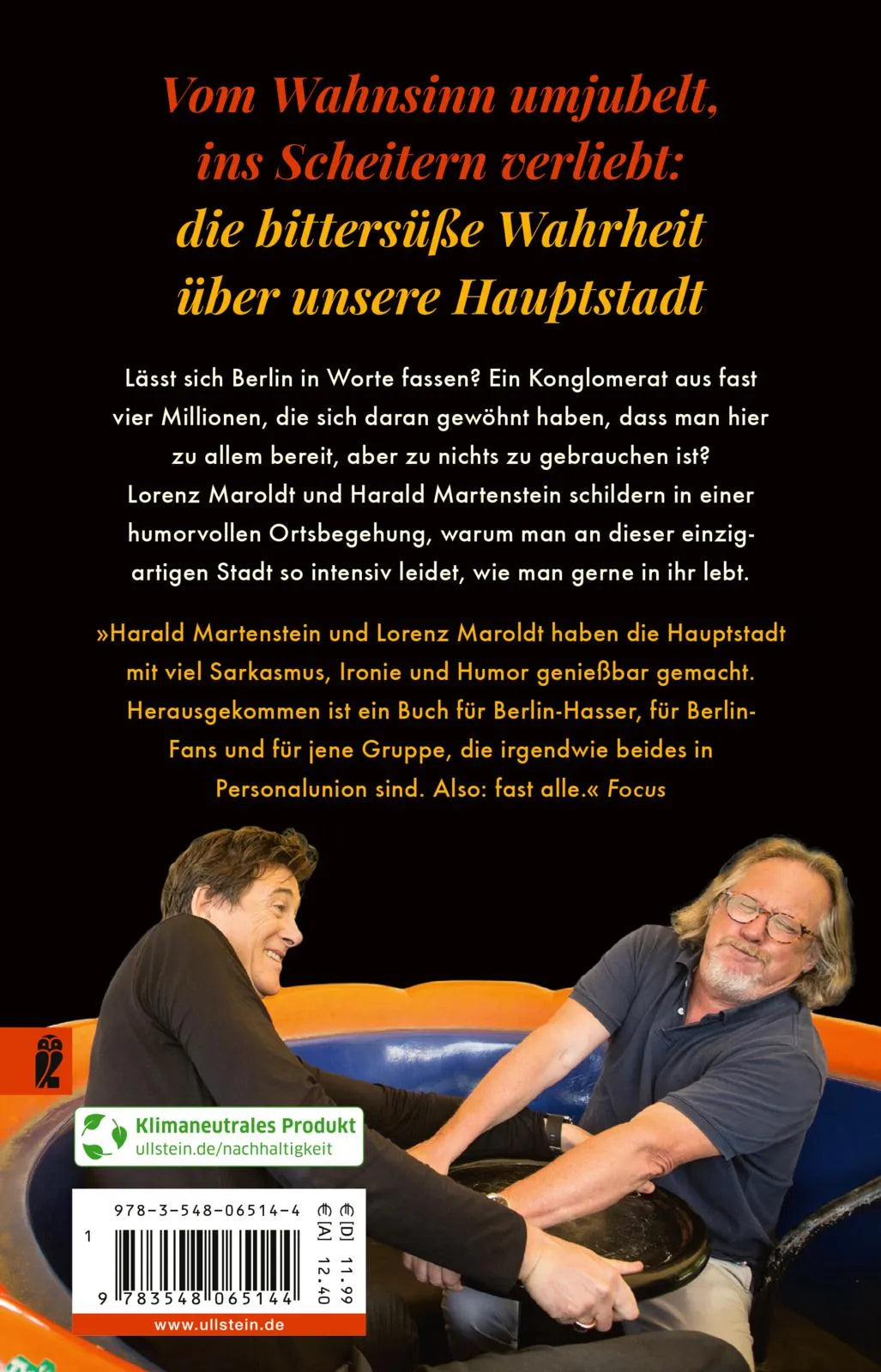 Buchrückseite von 'Berlin in hundert Kapiteln, von denen leider nur dreizehn fertig wurden' mit Klappentext - Taschenbuch