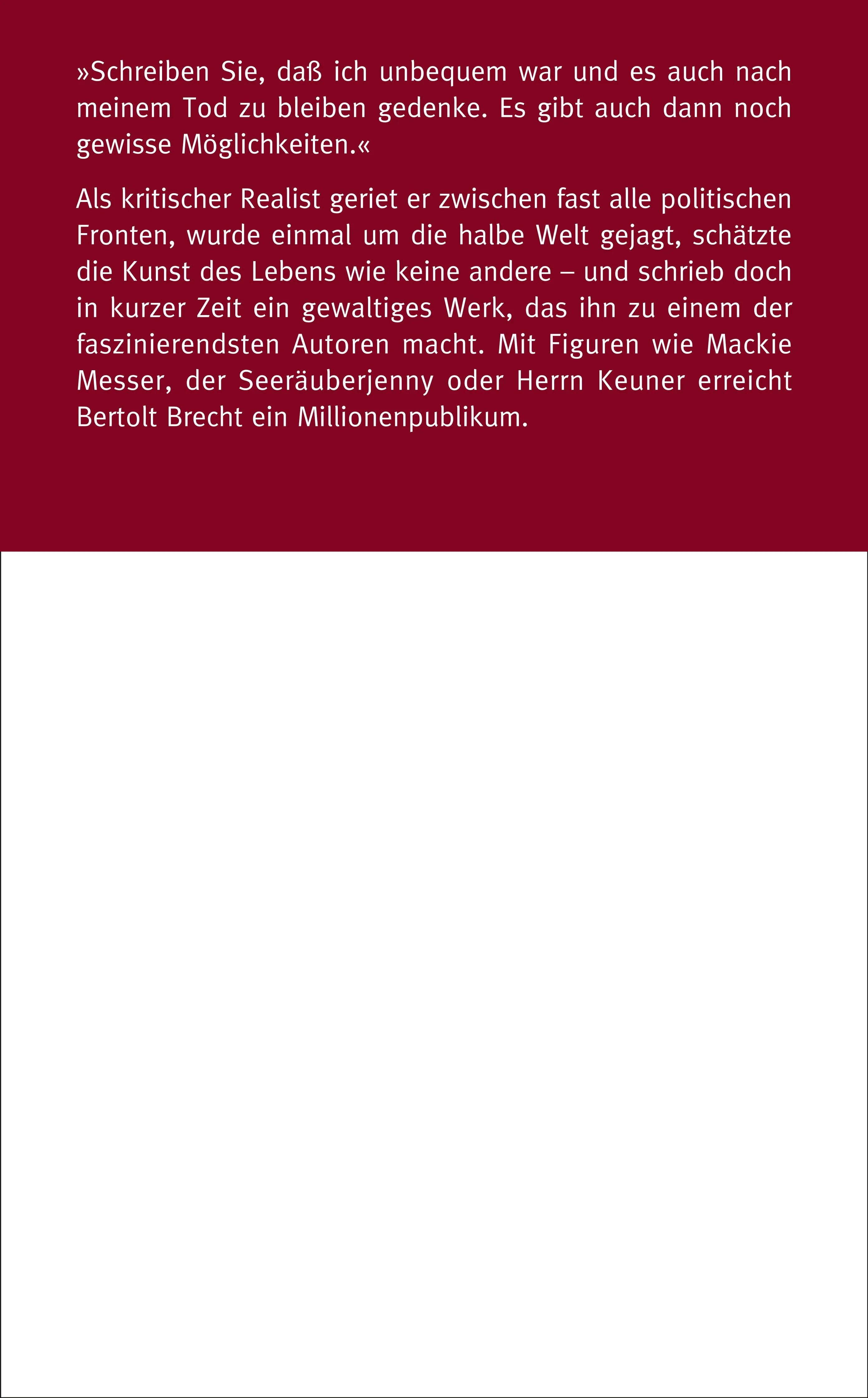 Buchrückseite von 'Bertolt Brecht' mit Klappentext - Taschenbuch