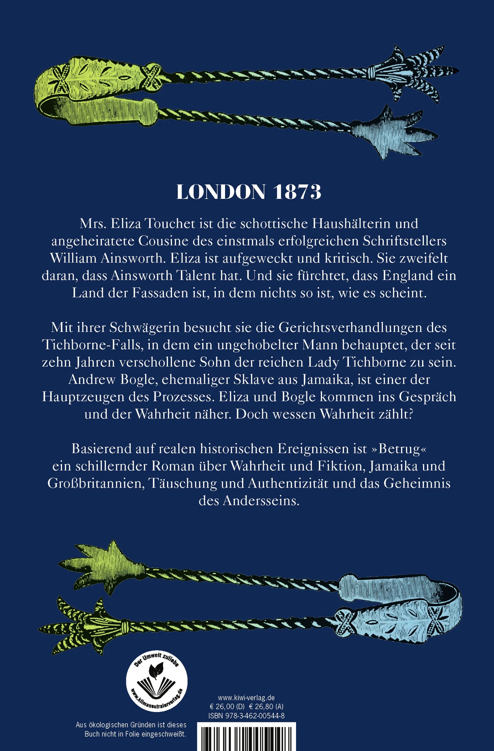 Buchrückseite von 'Betrug' mit Klappentext - Gebundene Ausgabe