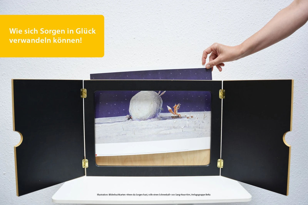 Bilderbuchkarten »Wenn du Sorgen hast, rolle einen Schneeball« von Sang-Keun Kim – Ansicht