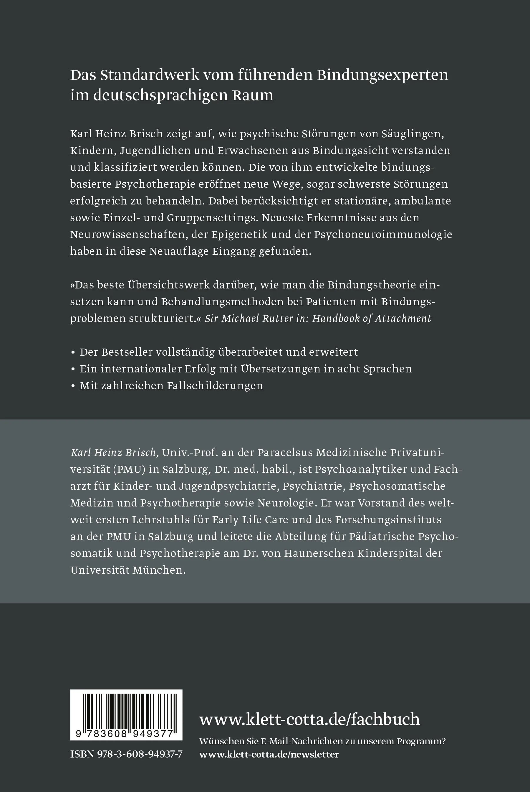 Buchrückseite von 'Bindungsstörungen' mit Klappentext - Gebundene Ausgabe