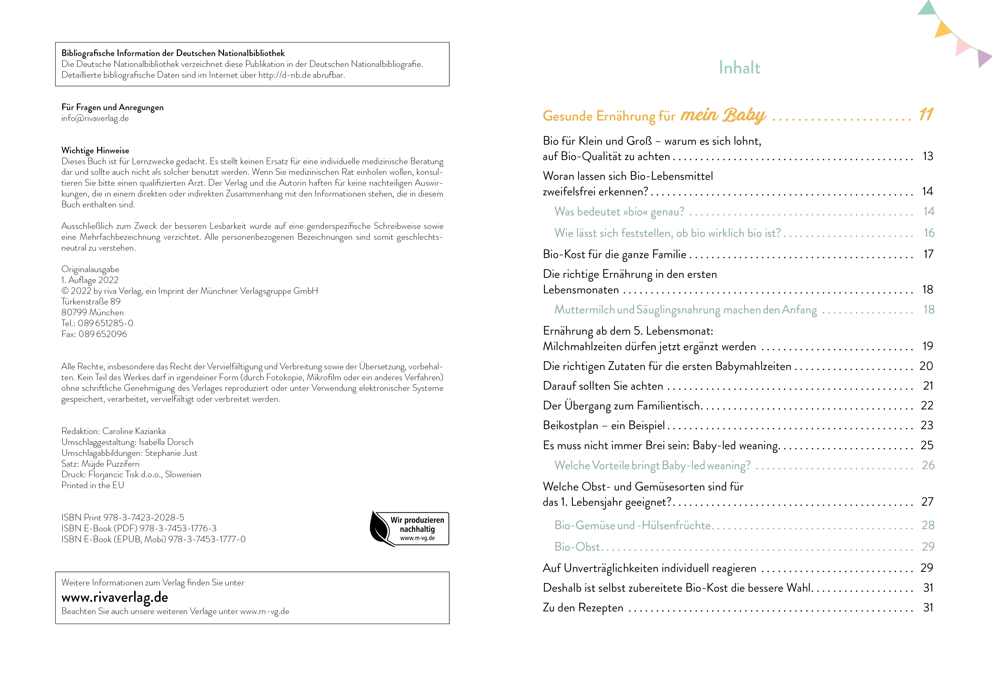Innenansicht von 'Bio für mein Baby' - Taschenbuch