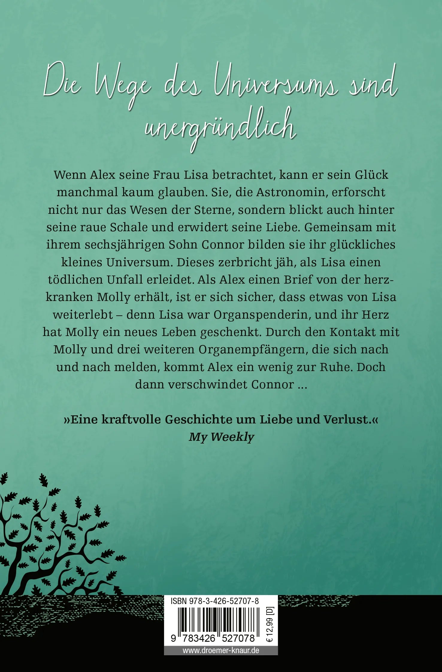 Buchrückseite von 'Bis zum Mond und zurück' mit Klappentext - Taschenbuch