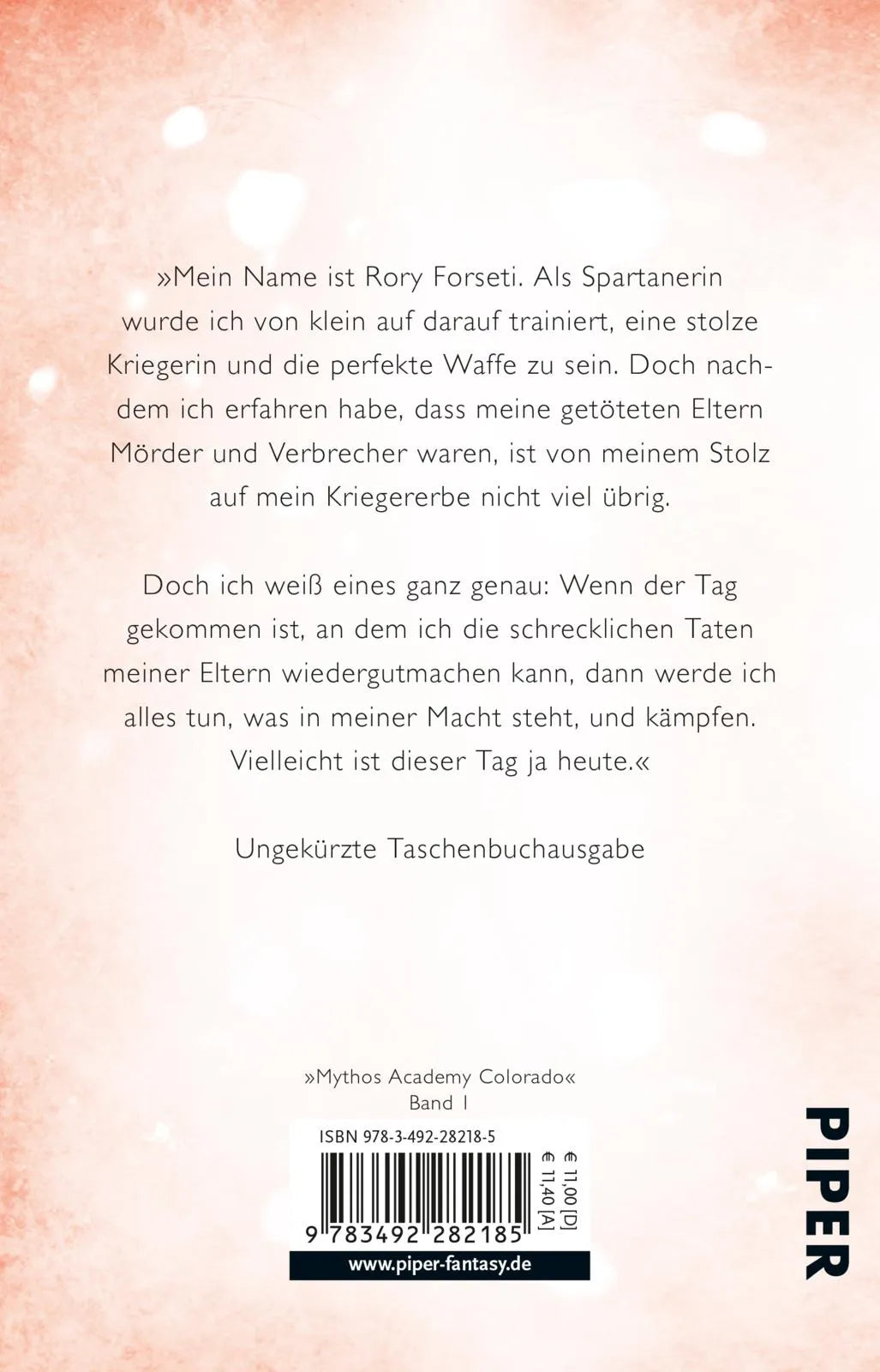 Buchrückseite von 'Bitterfrost' mit Klappentext - Taschenbuch