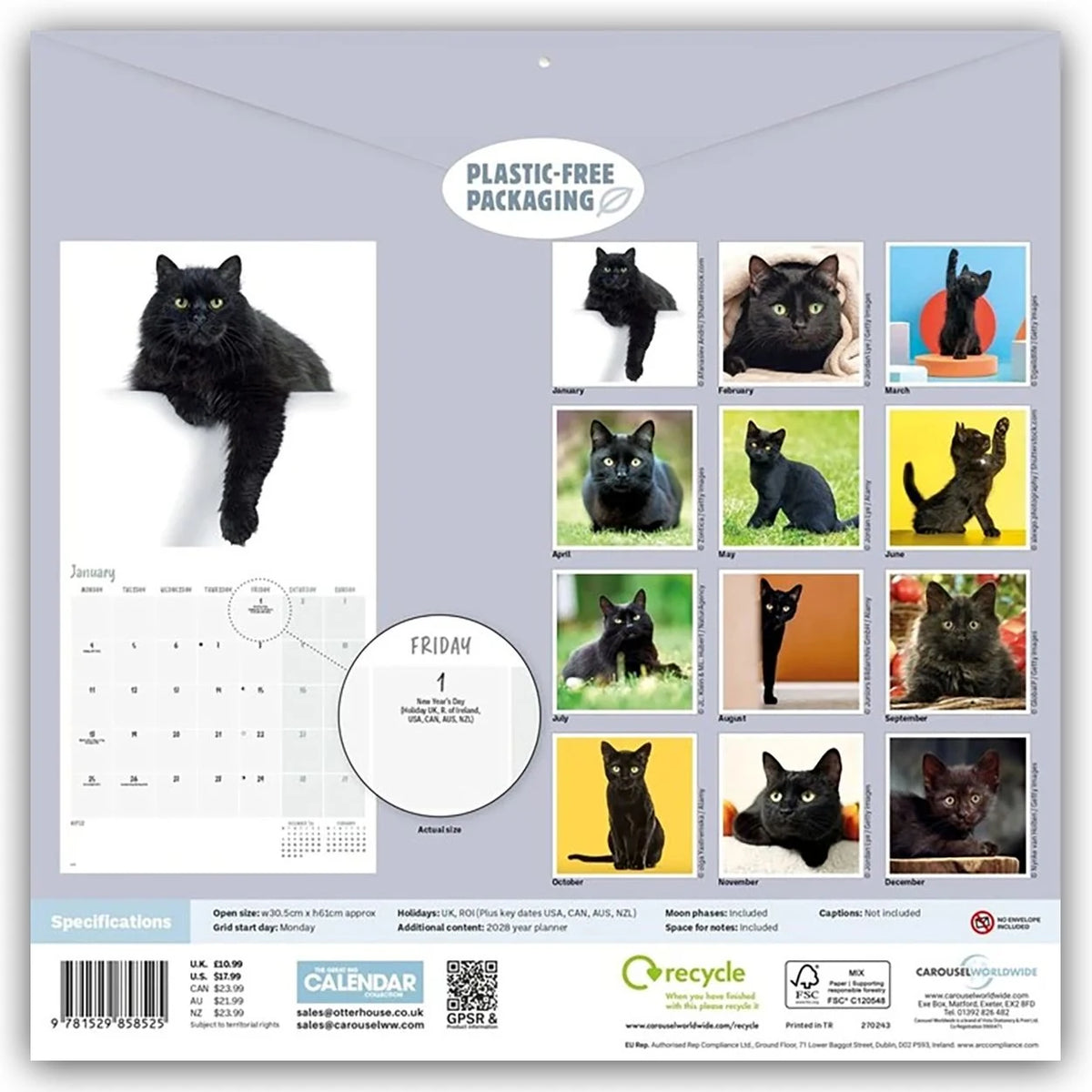 Black Cats – Schwarze Katzen 2027 – Wand-Kalender – Ansicht
