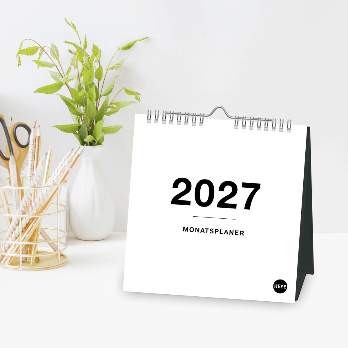 Black&White Monatsplaner zum Aufstellen 2027 – Ansicht