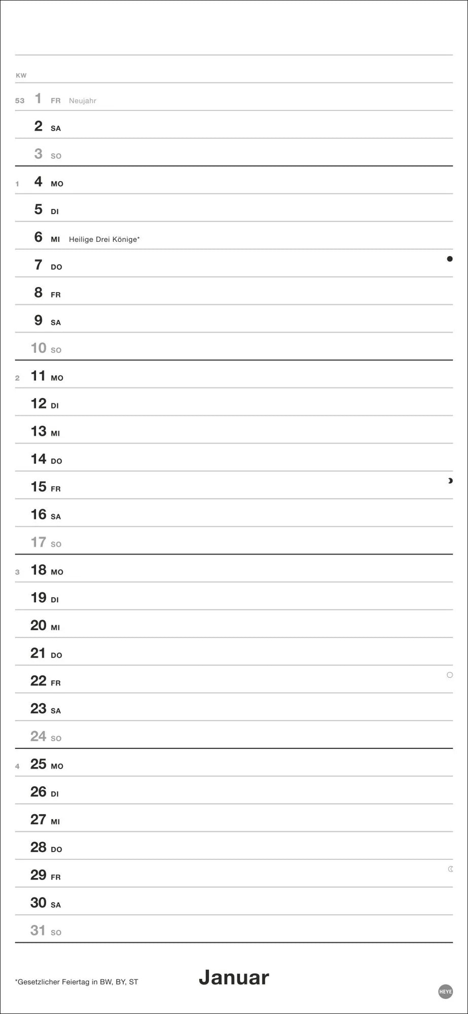Black&White Planer 2027 – Ansicht