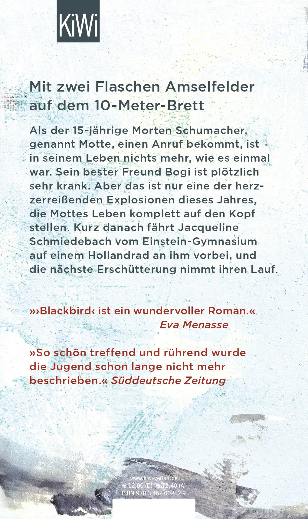 Buchrückseite von 'Blackbird' mit Klappentext - Gebundene Ausgabe