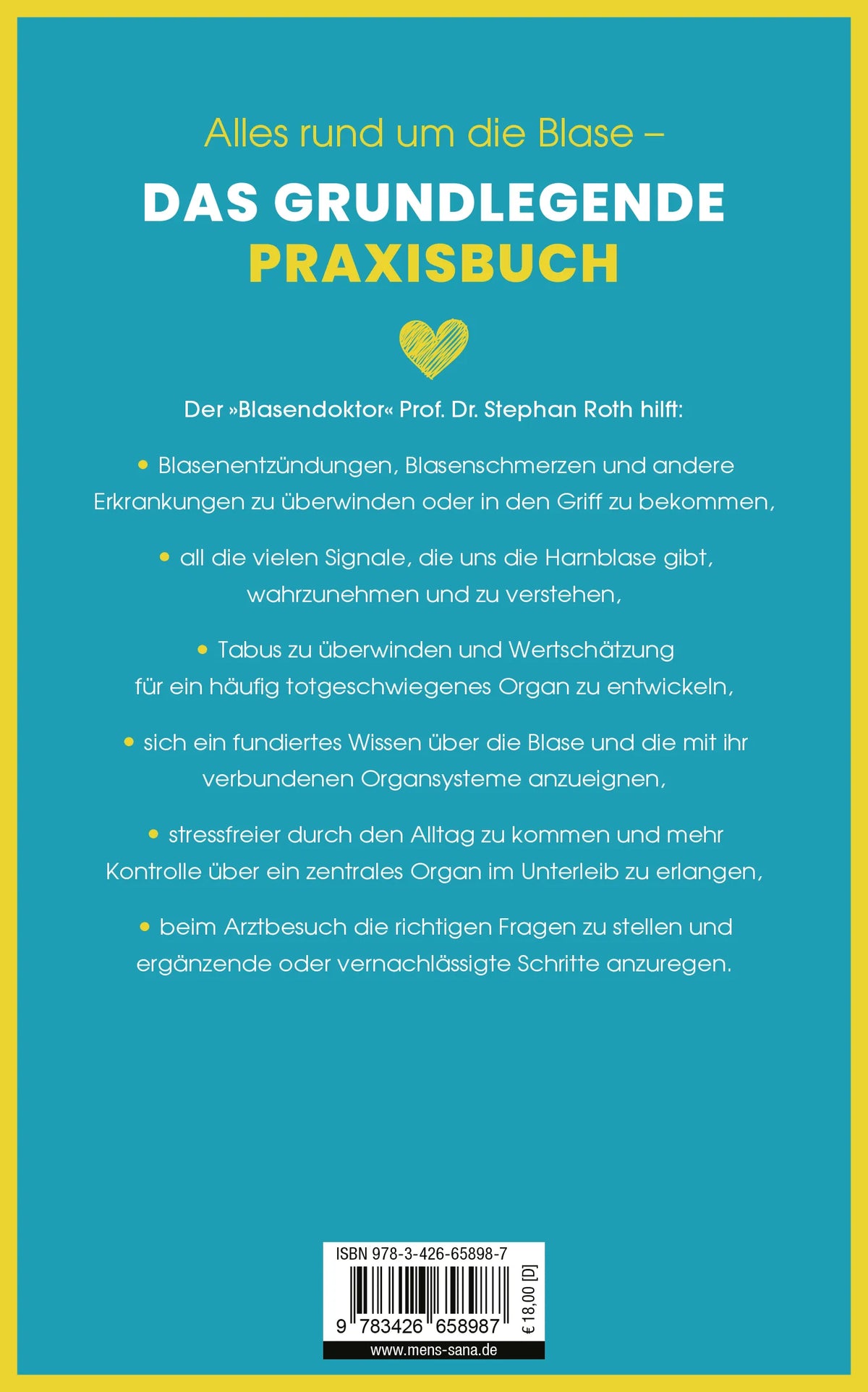 Buchrückseite von 'Blase gut - alles gut' mit Klappentext - Gebundene Ausgabe