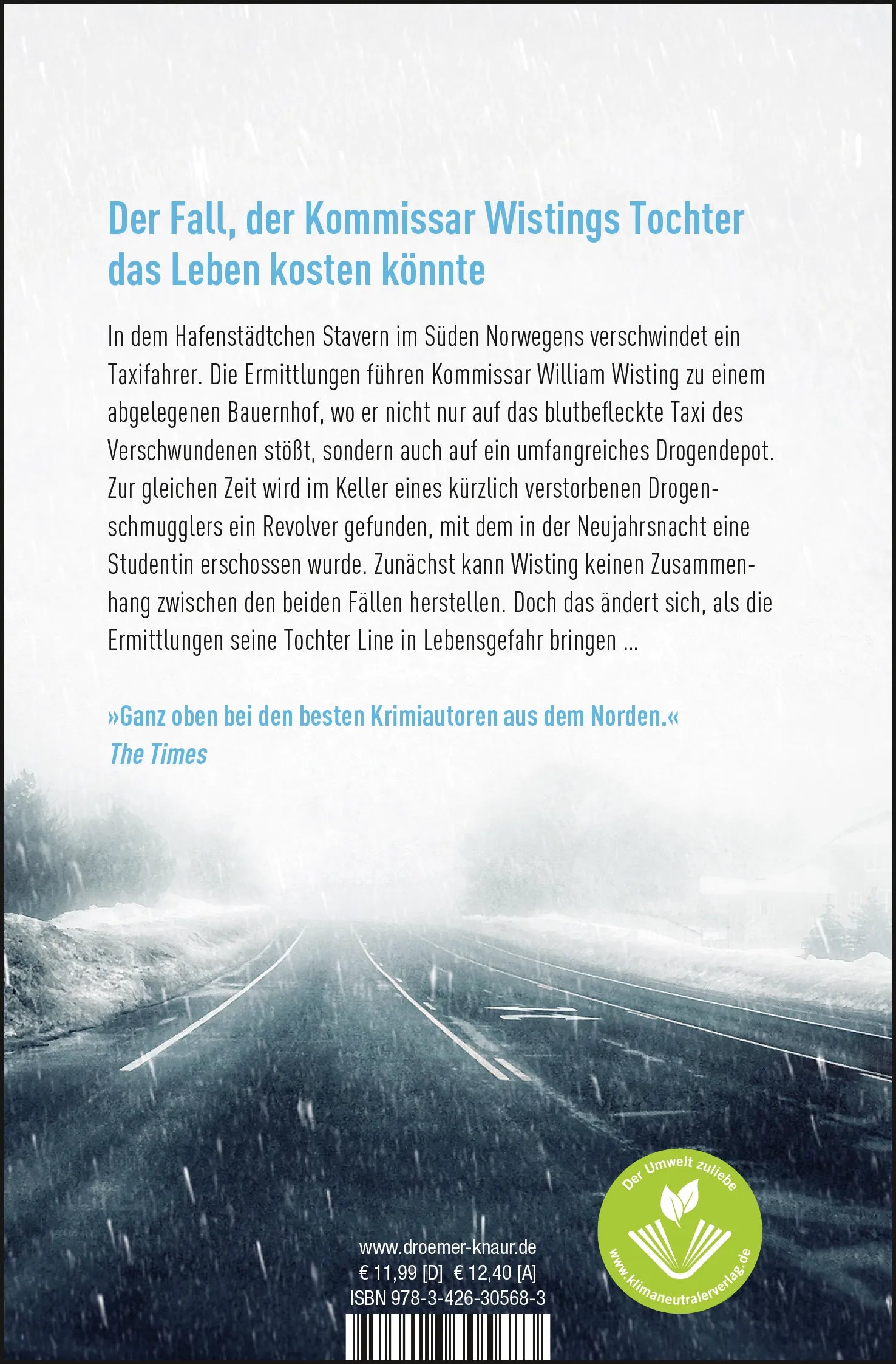 Buchrückseite von 'Blindgang' mit Klappentext - Taschenbuch