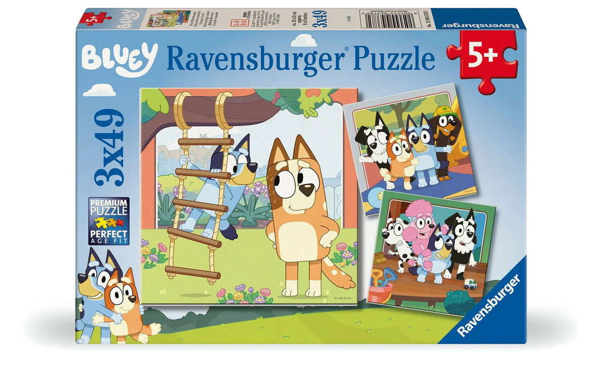 Kinderpuzzle: Kinderpuzzle 3x49 Teile - Bluey - Erinnerungen schaffen