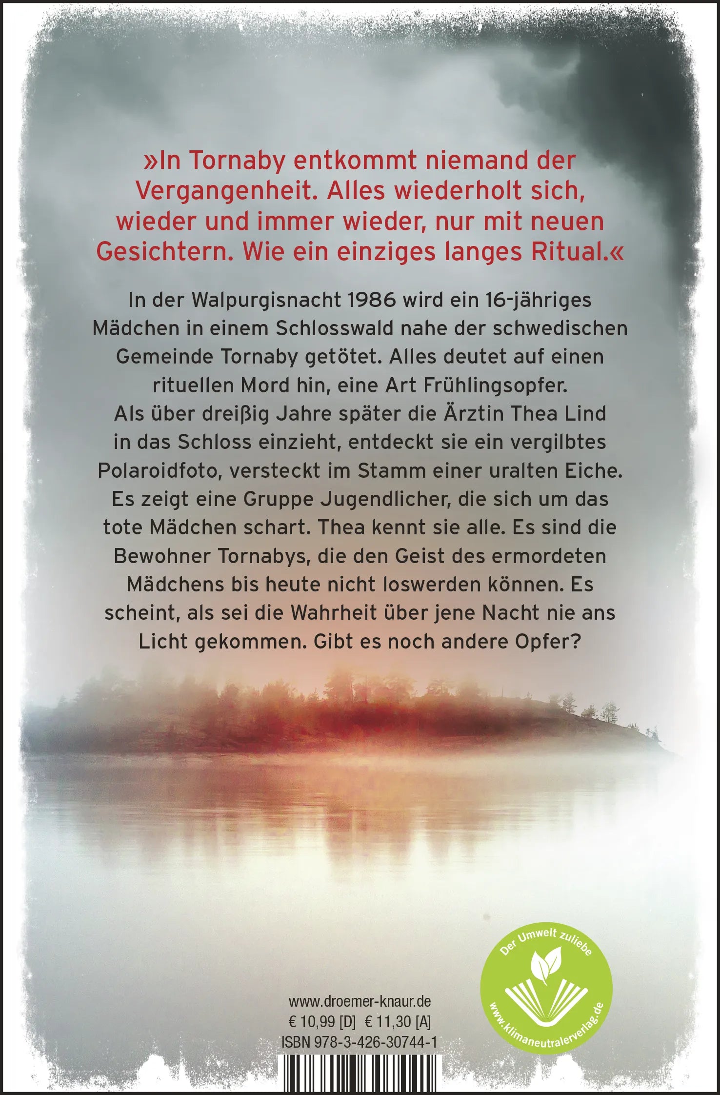 Buchrückseite von 'Bluteiche' mit Klappentext - Taschenbuch