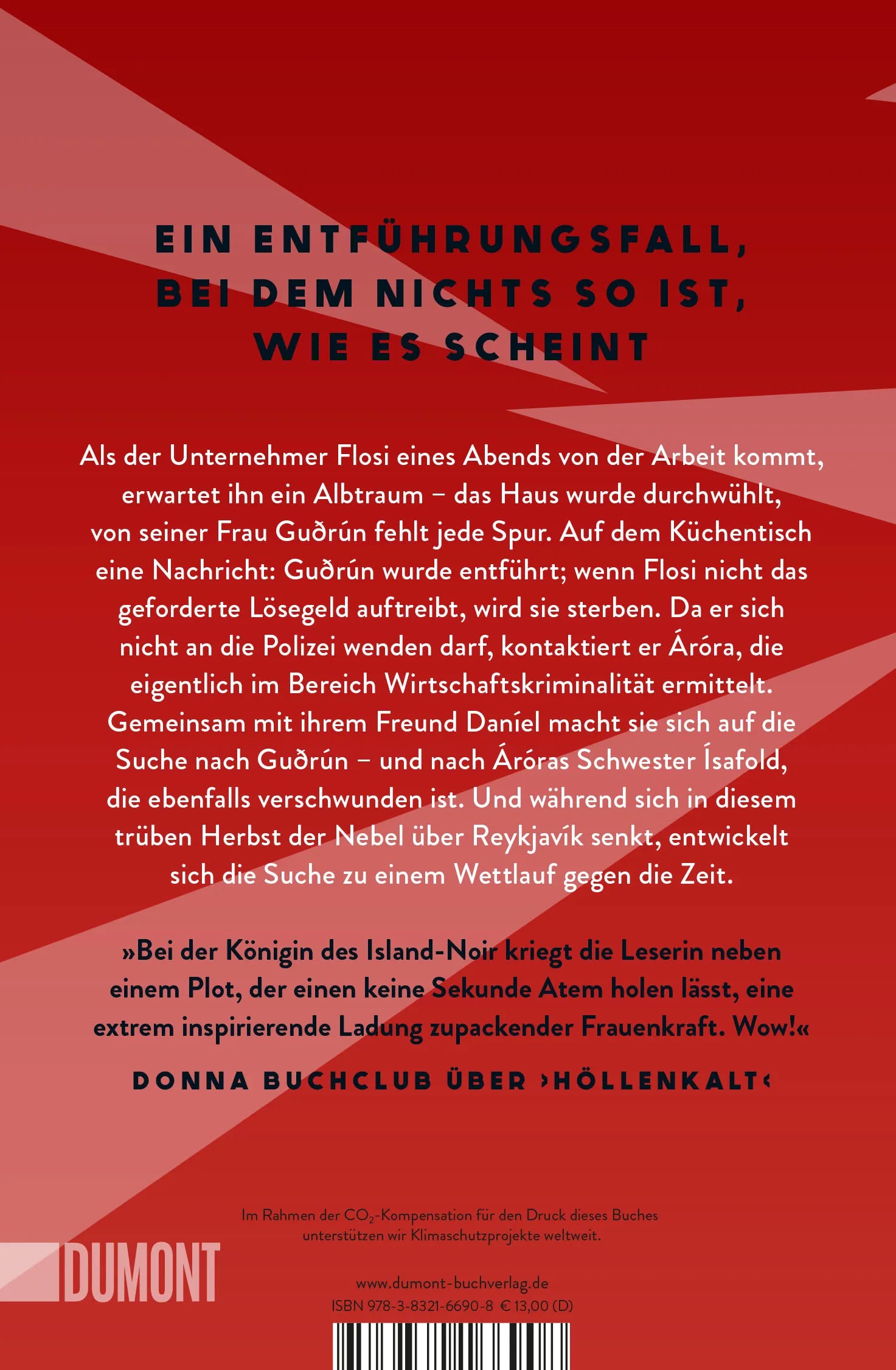 Buchrückseite von 'Blutrot' mit Klappentext - Taschenbuch