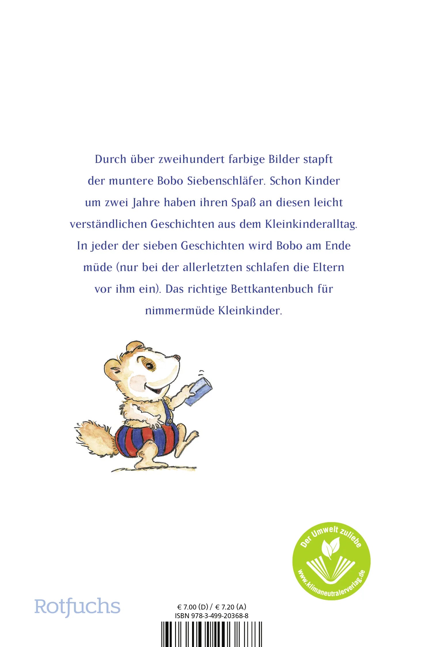 Buchrückseite von 'Bobo Siebenschläfer' mit Klappentext - Taschenbuch