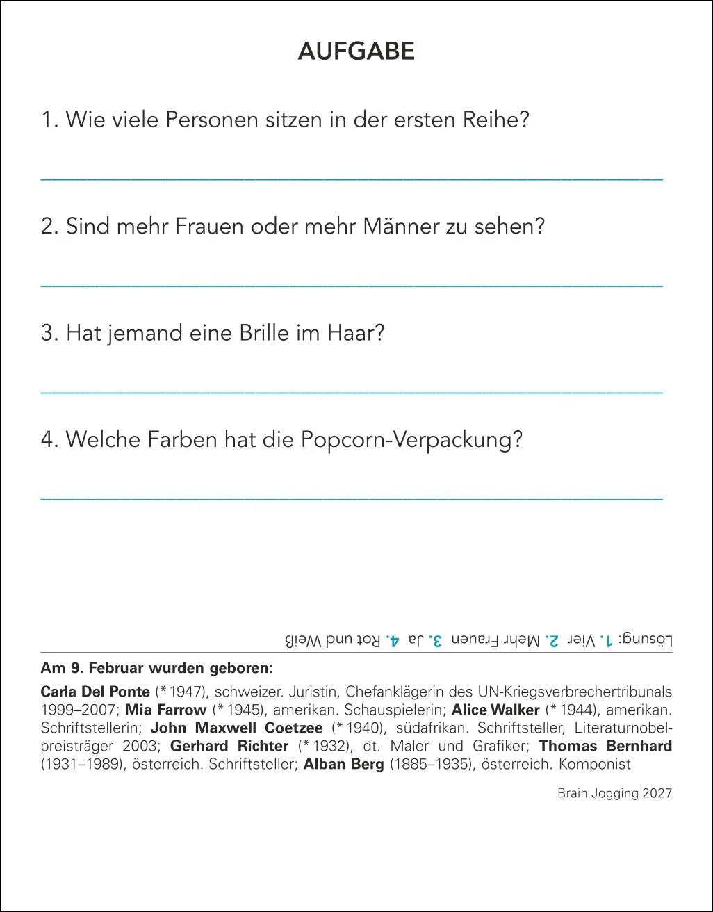 Brain Jogging Tagesabreißkalender 2027 - Gedächtnis, Konzentration, Logik – Ansicht