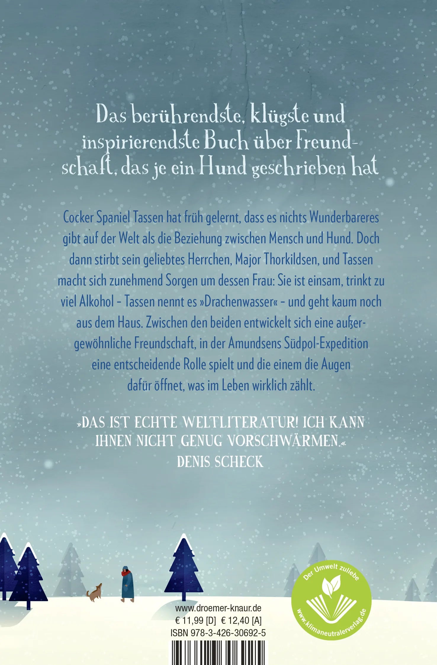 Buchrückseite von 'Brave Hunde kommen nicht zum Südpol' mit Klappentext - Taschenbuch