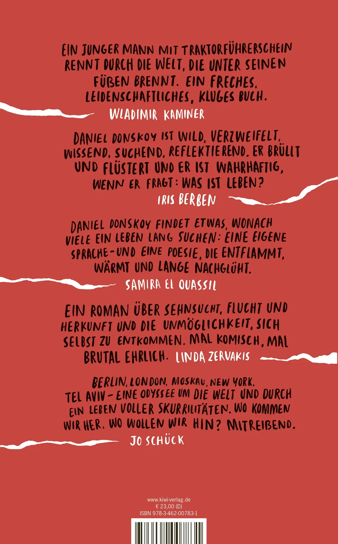 Buchrückseite von 'Brennen' mit Klappentext - Gebundene Ausgabe