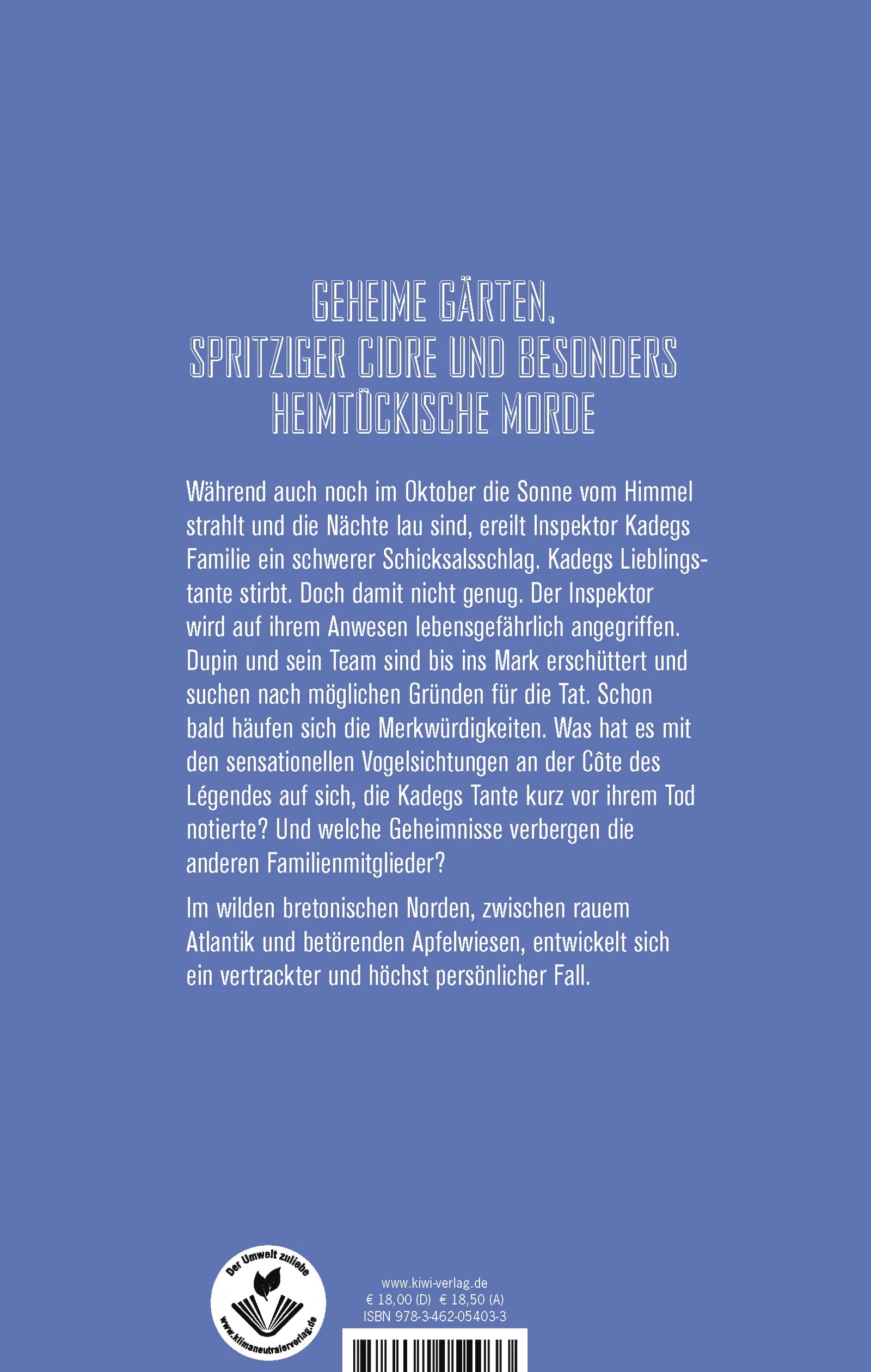 Buchrückseite von 'Bretonische Nächte' mit Klappentext - Paperback