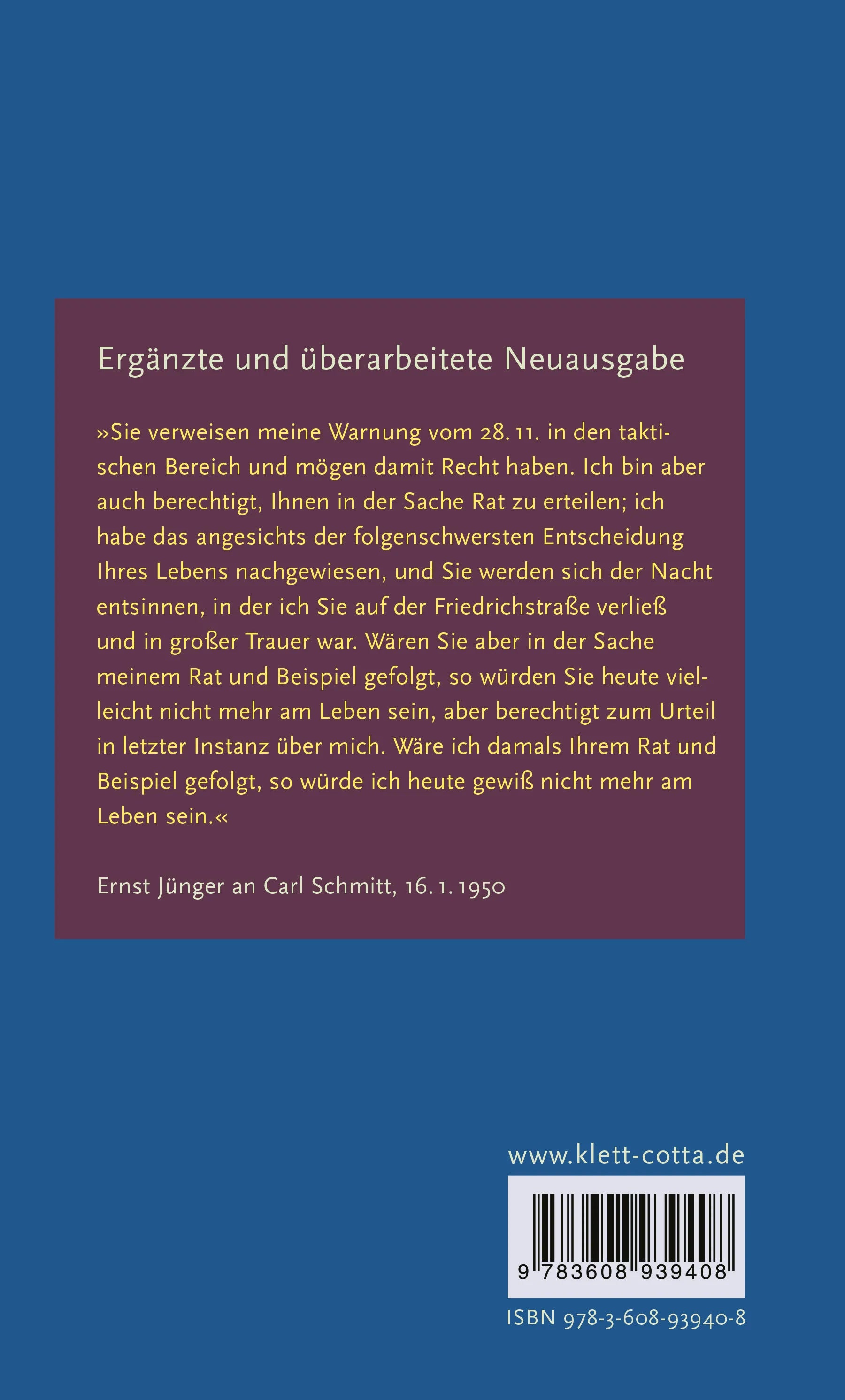 Buchrückseite von 'Briefwechsel' mit Klappentext - Gebundene Ausgabe