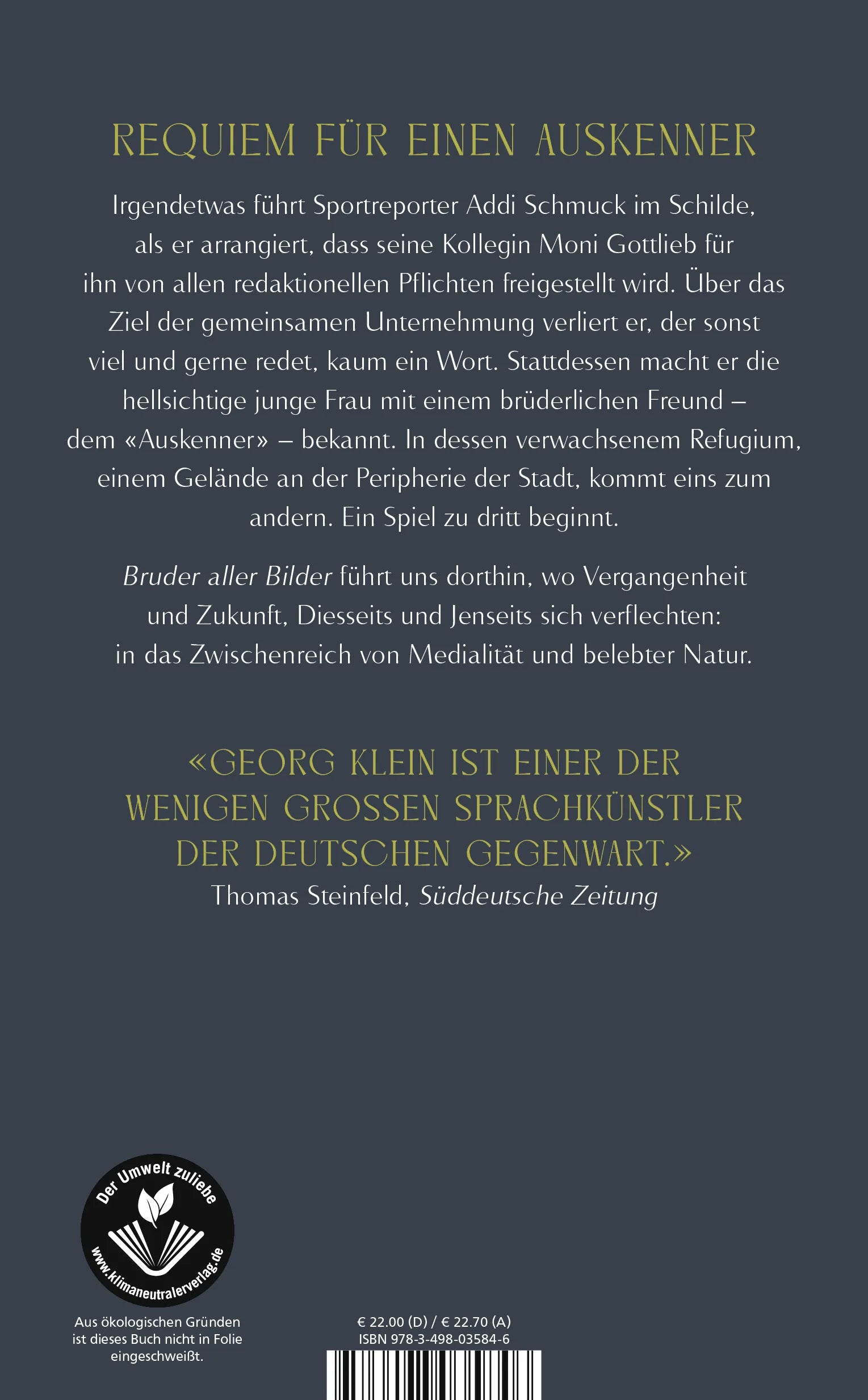 Buchrückseite von 'Bruder aller Bilder' mit Klappentext - Gebundene Ausgabe