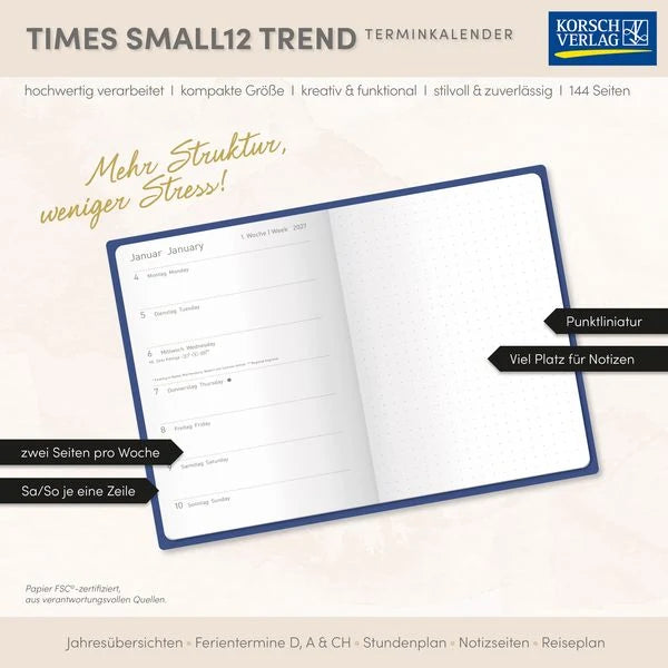 Buchkalender Times Small12 Trend Lieblingskalender 2027 – Ansicht