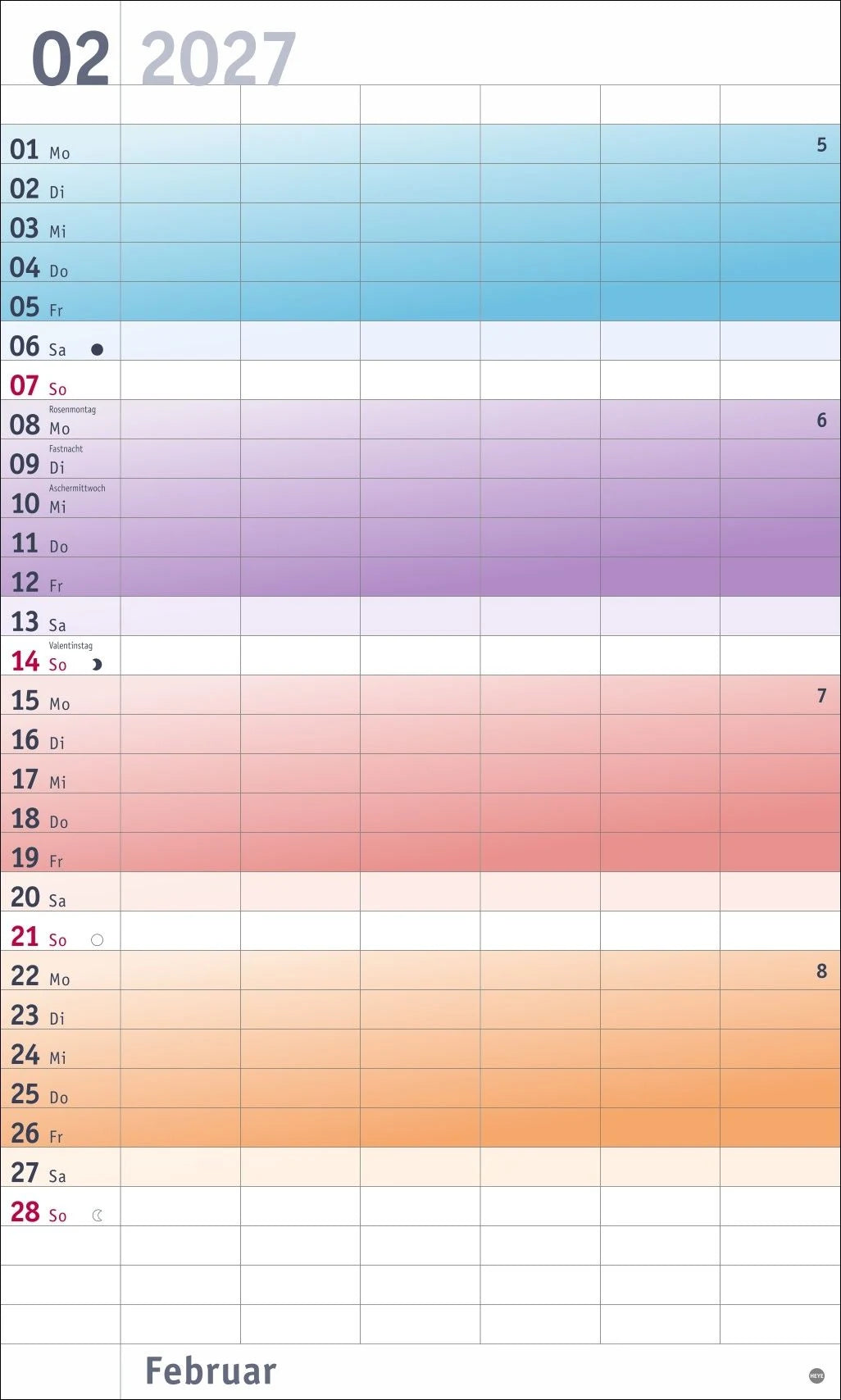 Bunte Wochen Familienplaner XL 2027 – Ansicht