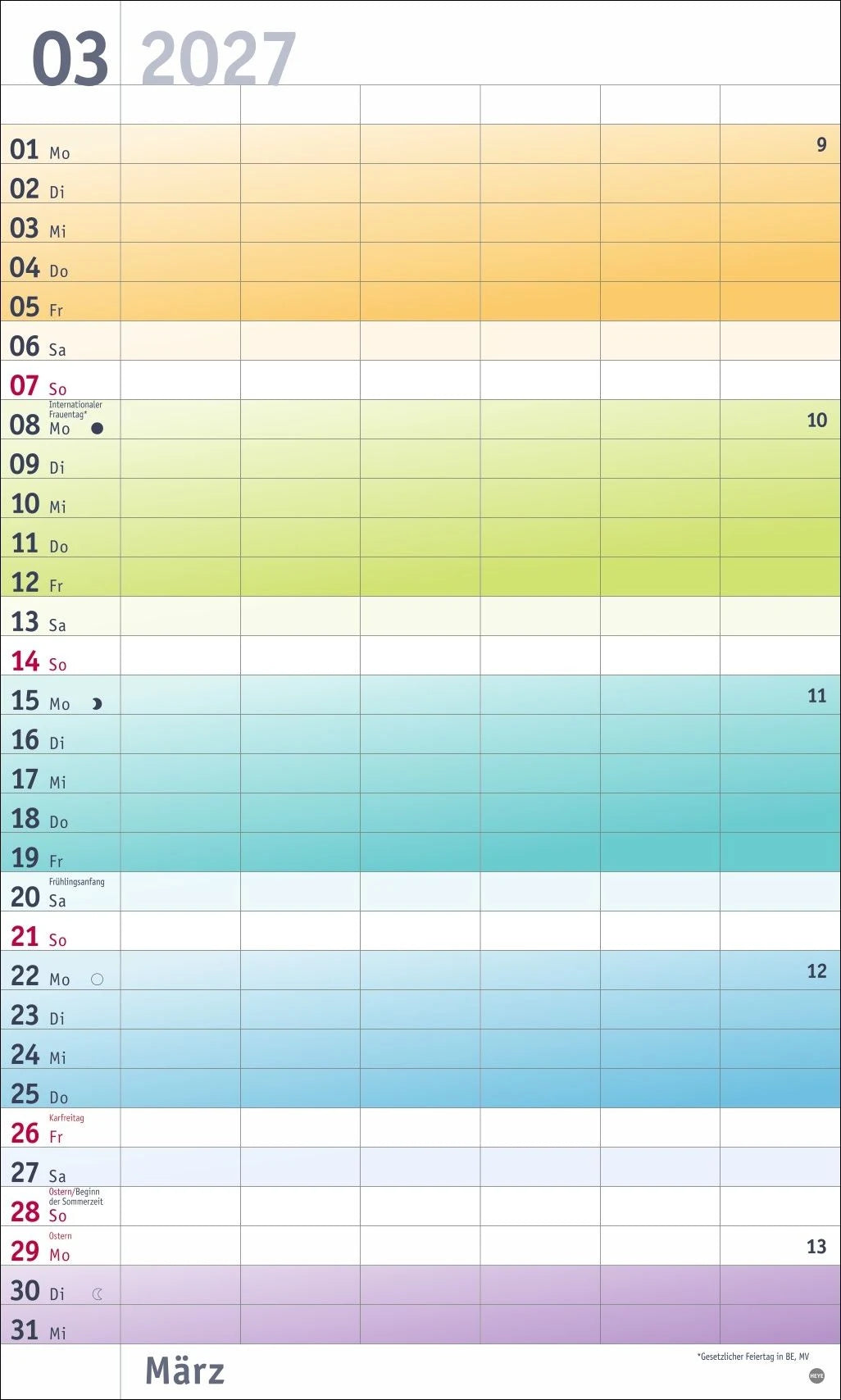 Bunte Wochen Familienplaner XL 2027 – Ansicht