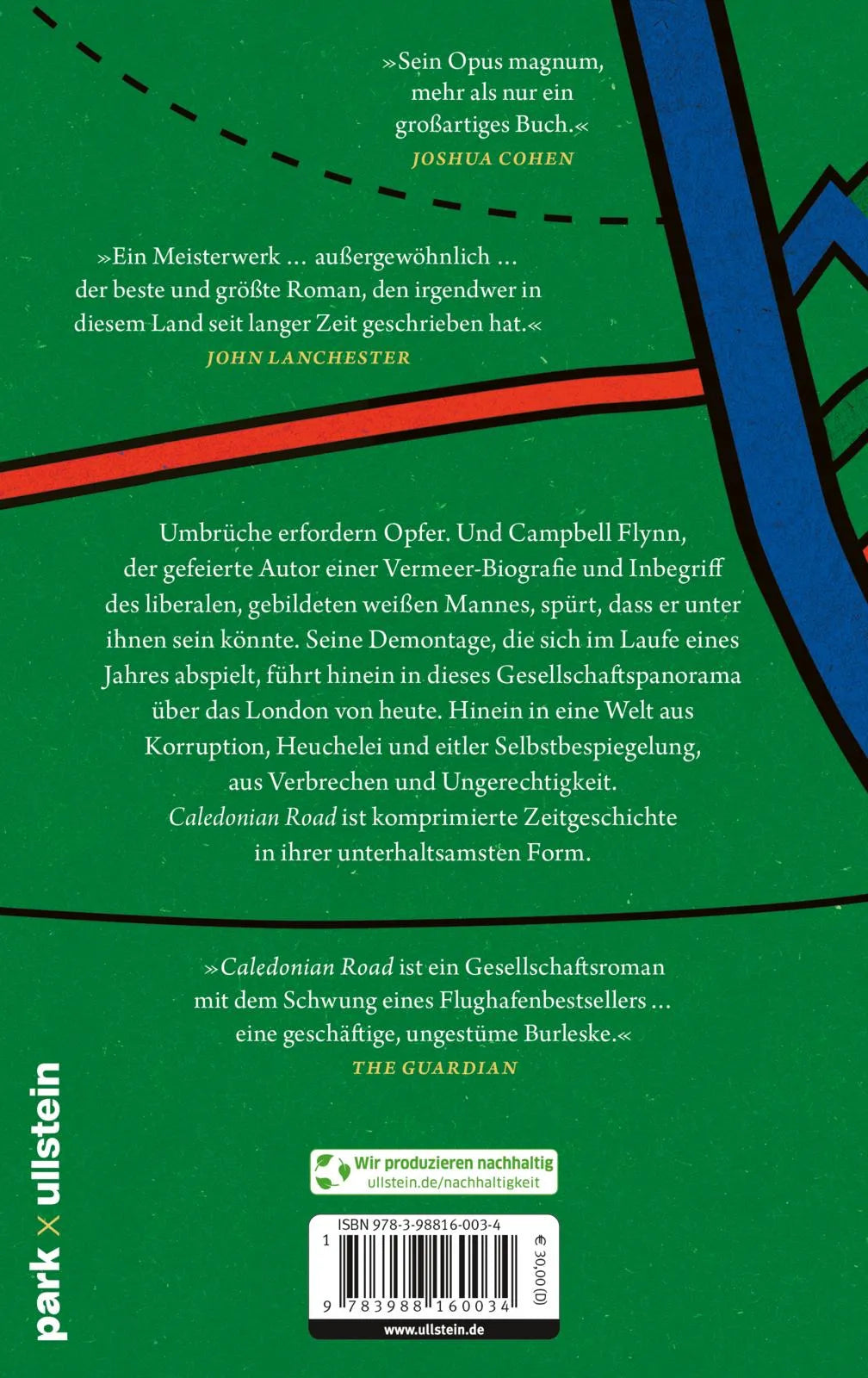 Buchrückseite von 'Caledonian Road' mit Klappentext - Gebundene Ausgabe