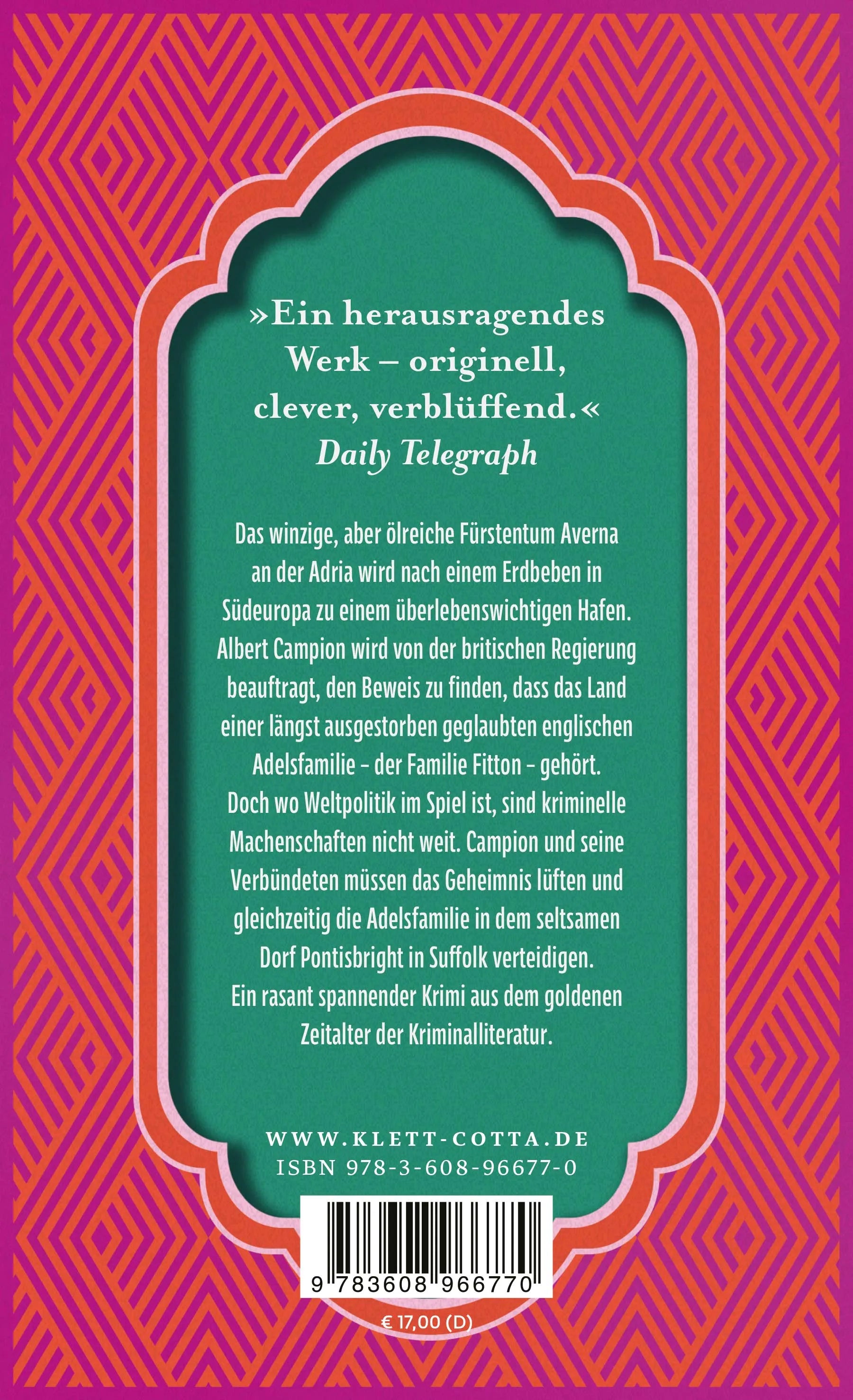 Buchrückseite von 'Campion. Der stille Feind' mit Klappentext - Paperback