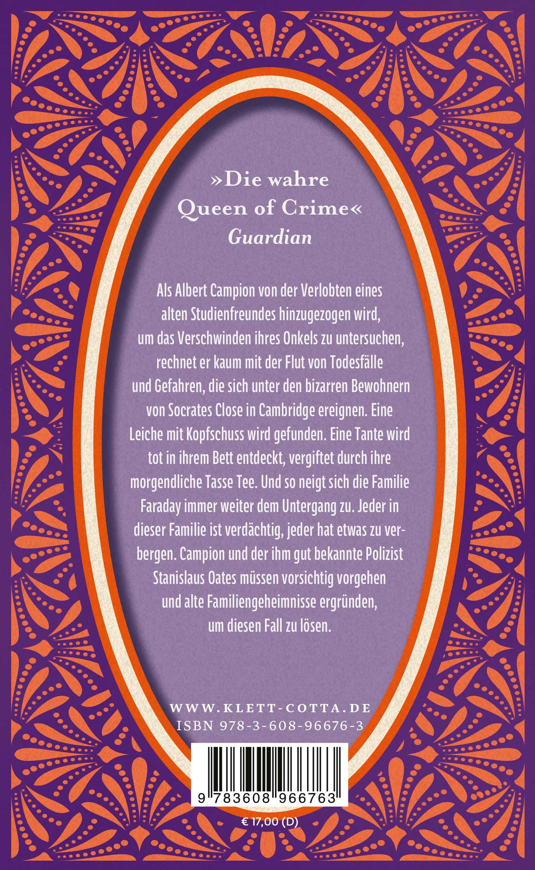 Buchrückseite von 'Campion. Im Schatten der Vergangenheit' mit Klappentext - Paperback