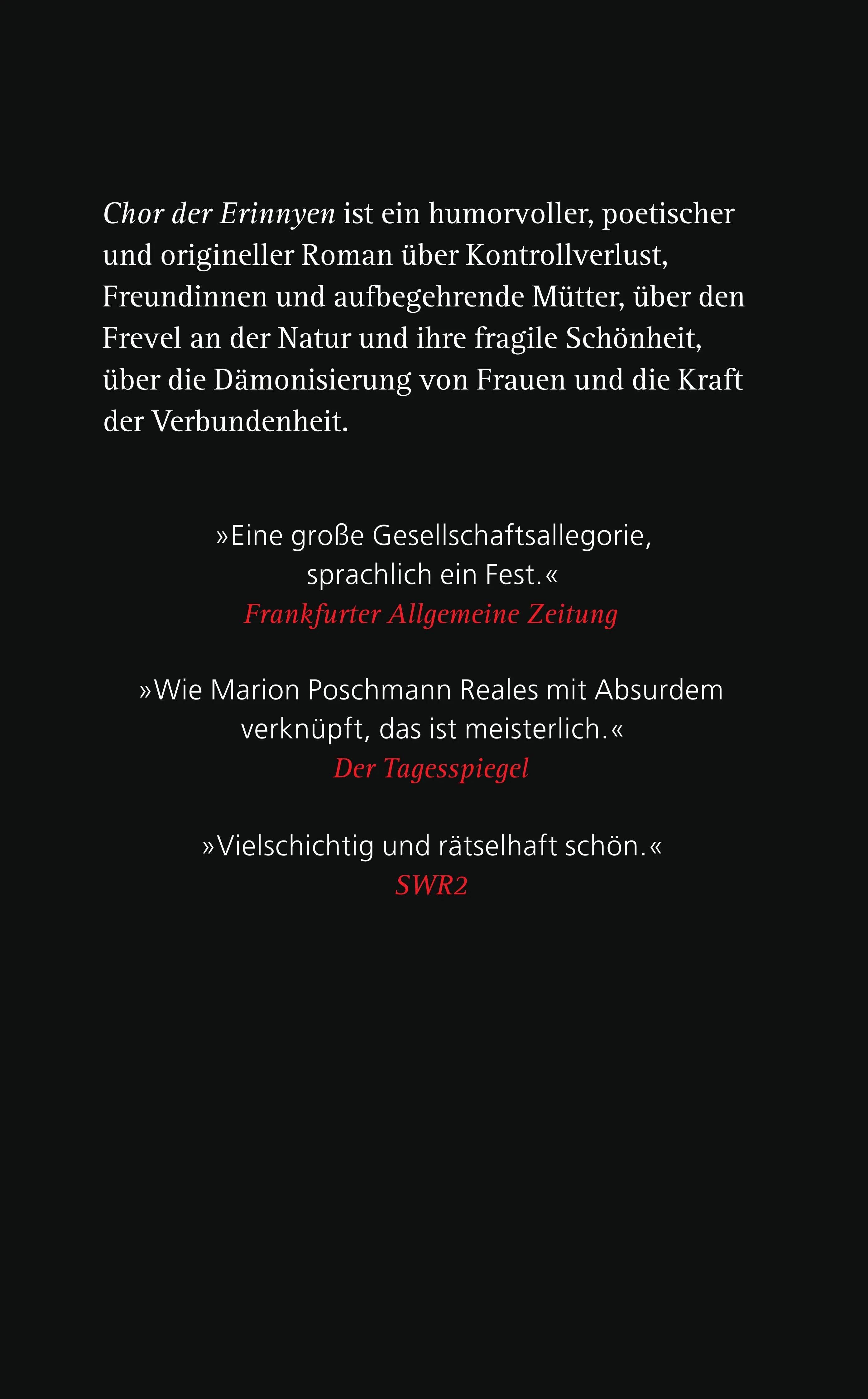 Buchrückseite von 'Chor der Erinnyen' mit Klappentext - Taschenbuch