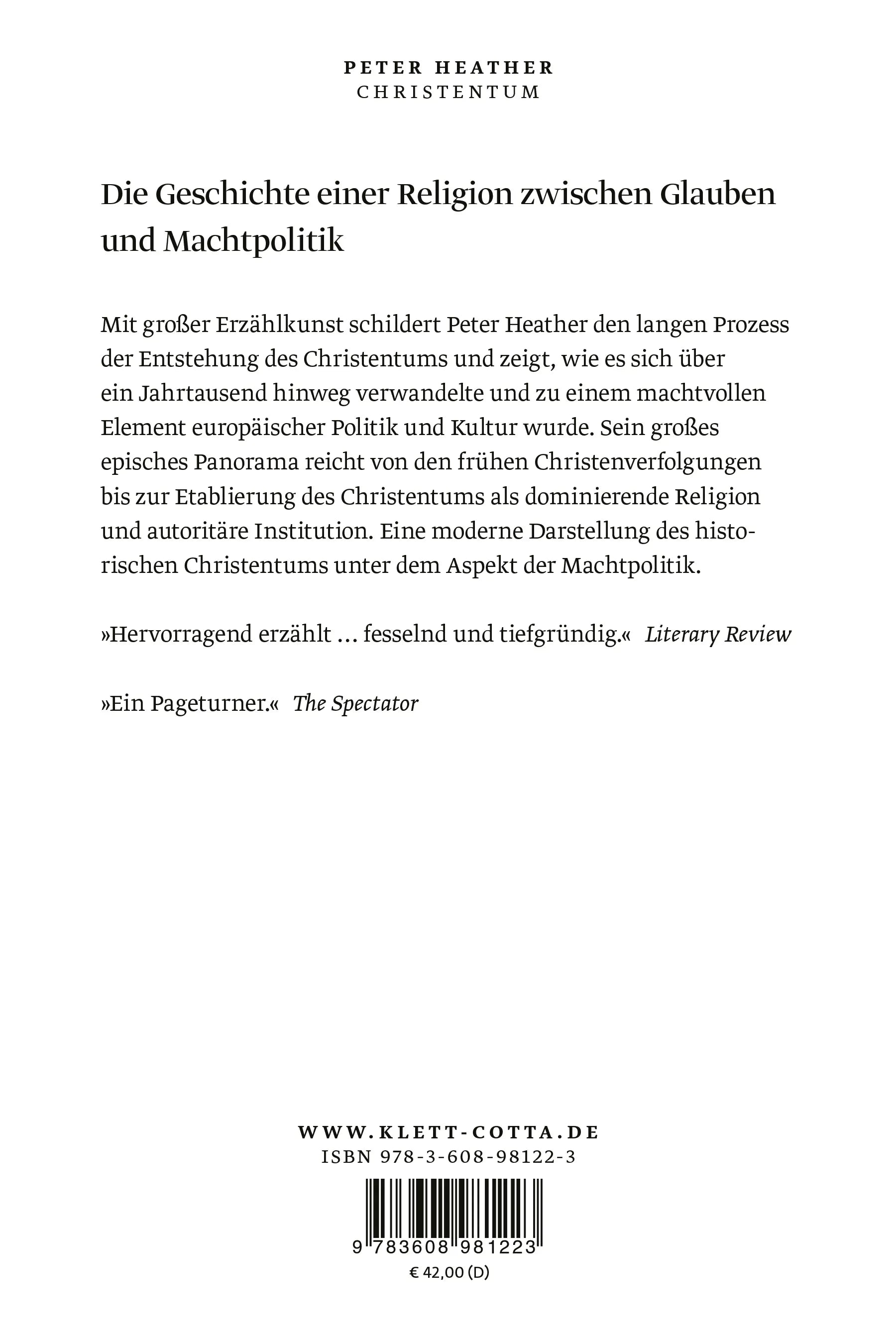 Buchrückseite von 'Christentum' mit Klappentext - Gebundene Ausgabe
