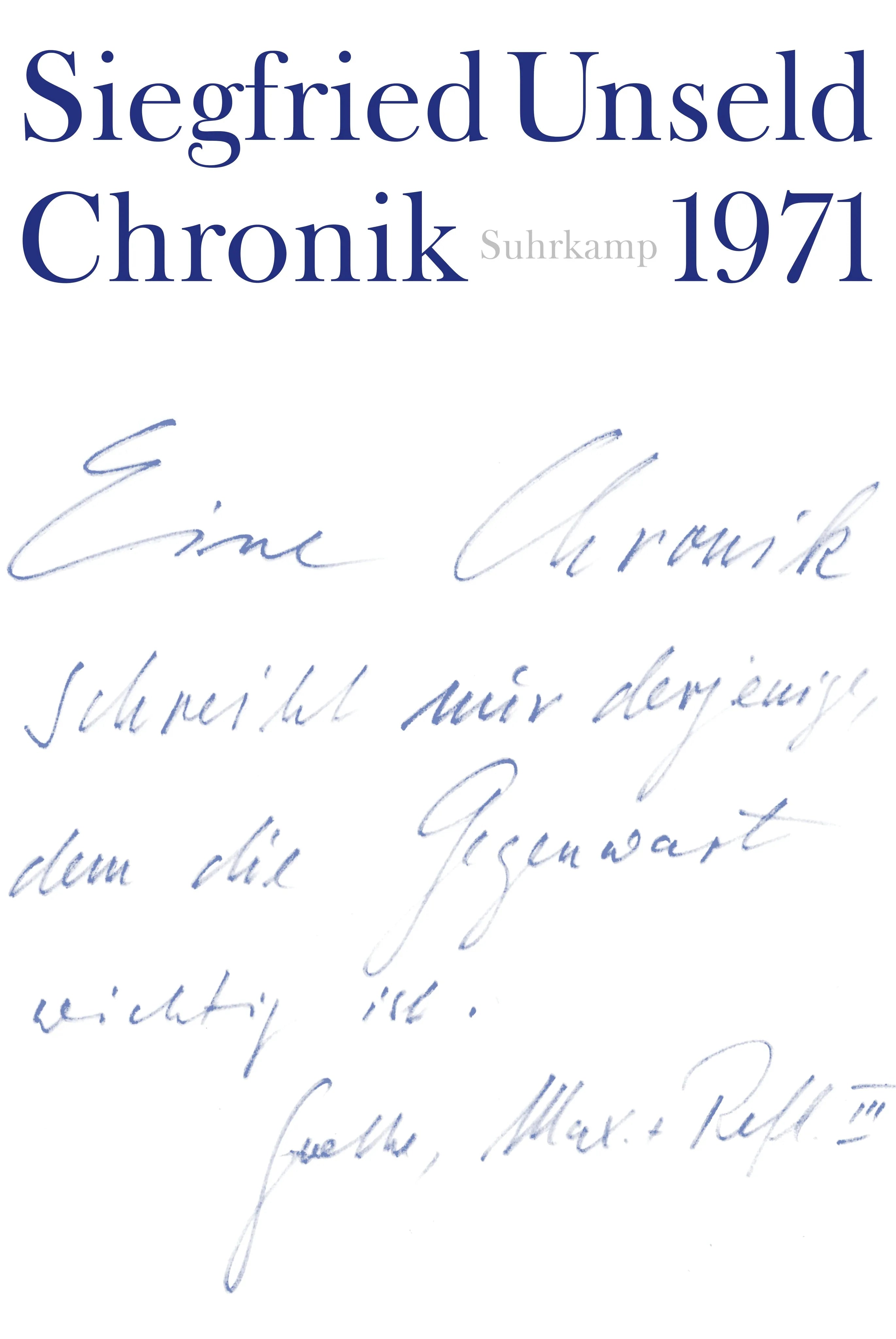 Buchcover von 'Chronik' - Gebundene Ausgabe von Siegfried Unseld