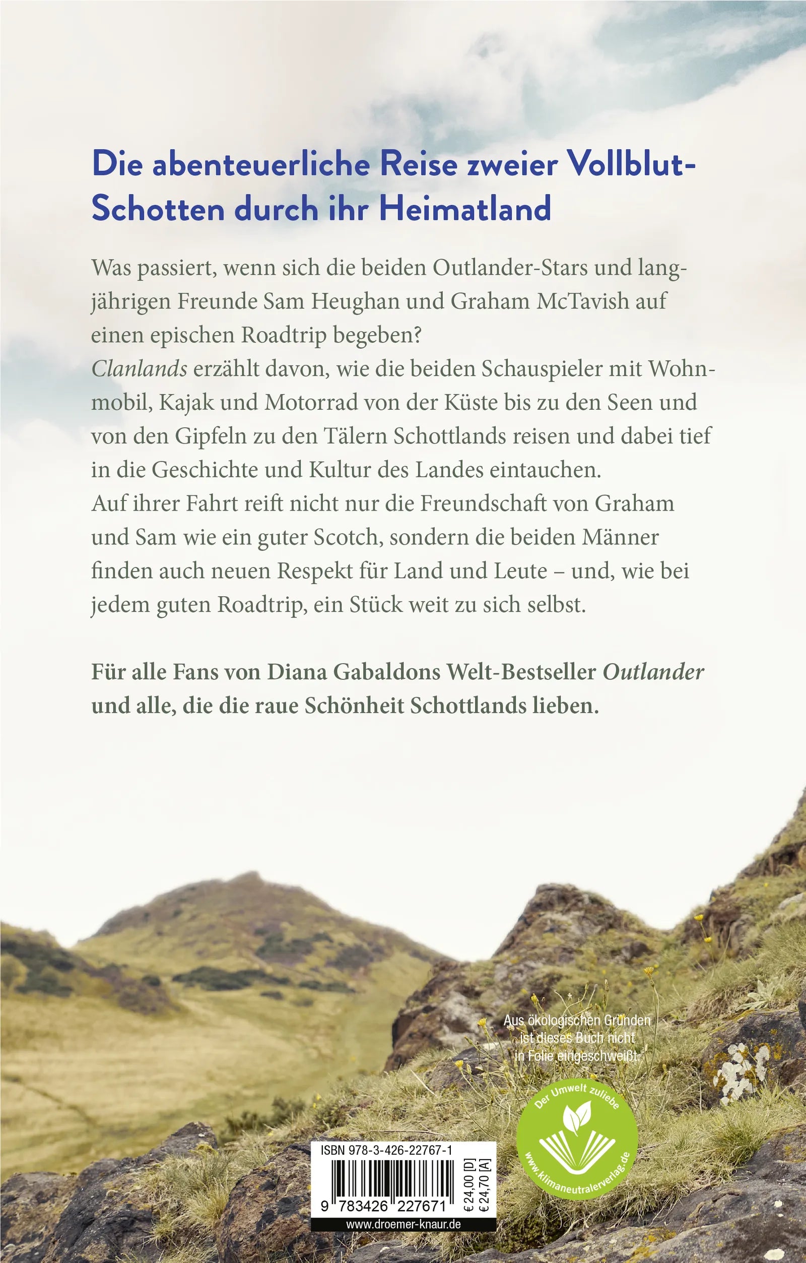 Buchrückseite von 'Clanlands' mit Klappentext - Gebundene Ausgabe