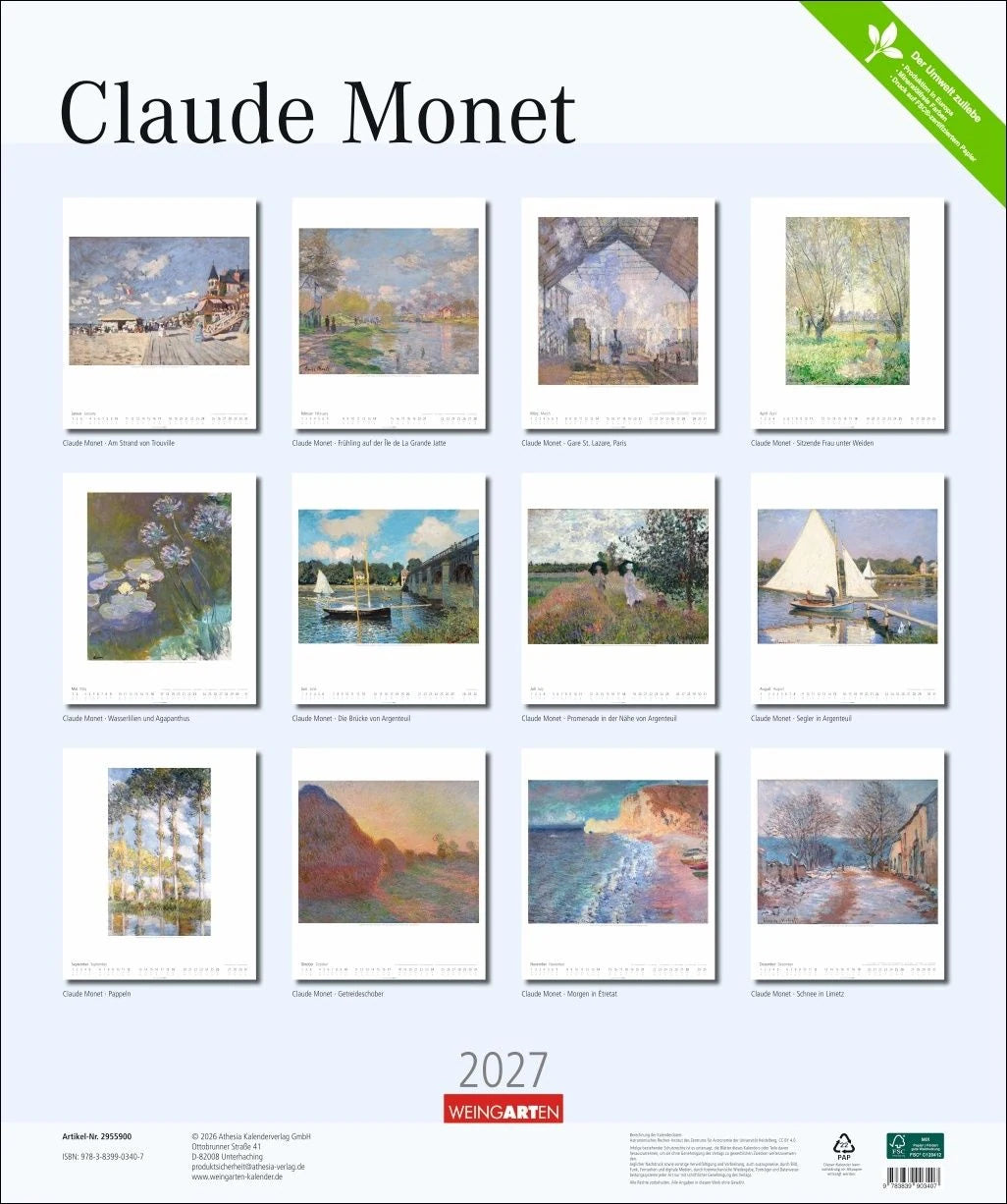 Claude Monet Kalender 2027 – Ansicht