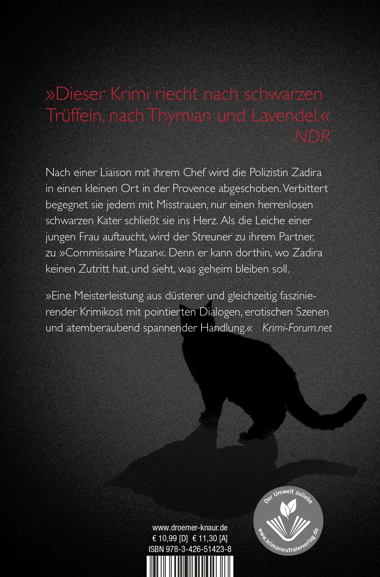 Buchrückseite von 'Commissaire Mazan und die Erben des Marquis' mit Klappentext - Taschenbuch