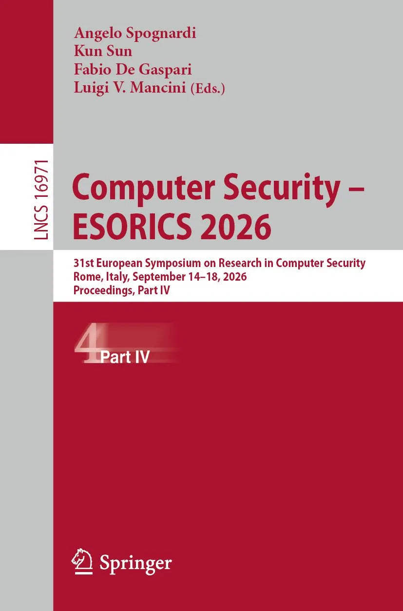 Cover: Computer Security - ESORICS 2026 (E-Book) von Angelo Spognardi