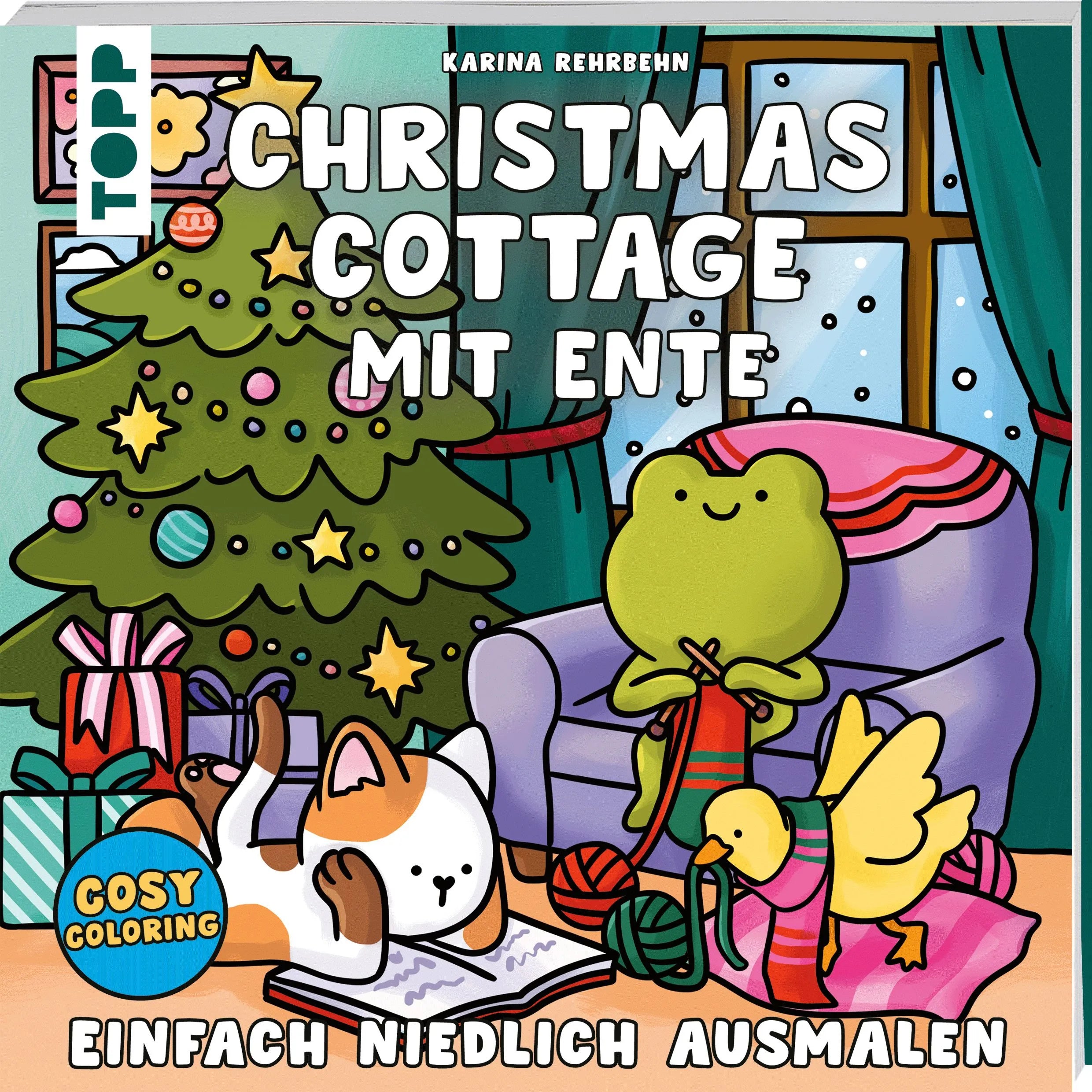 Cover: Cosy Coloring - Christmas Cottage mit Ente (Taschenbuch) von Karina Rehrbehn