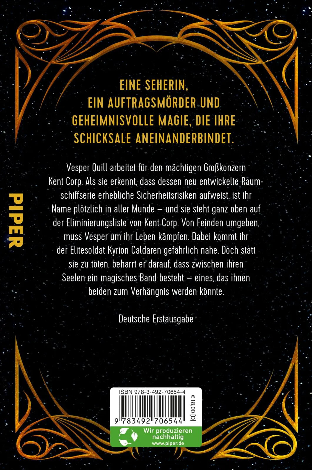 Buchrückseite von 'Crashing Stars' mit Klappentext - Paperback