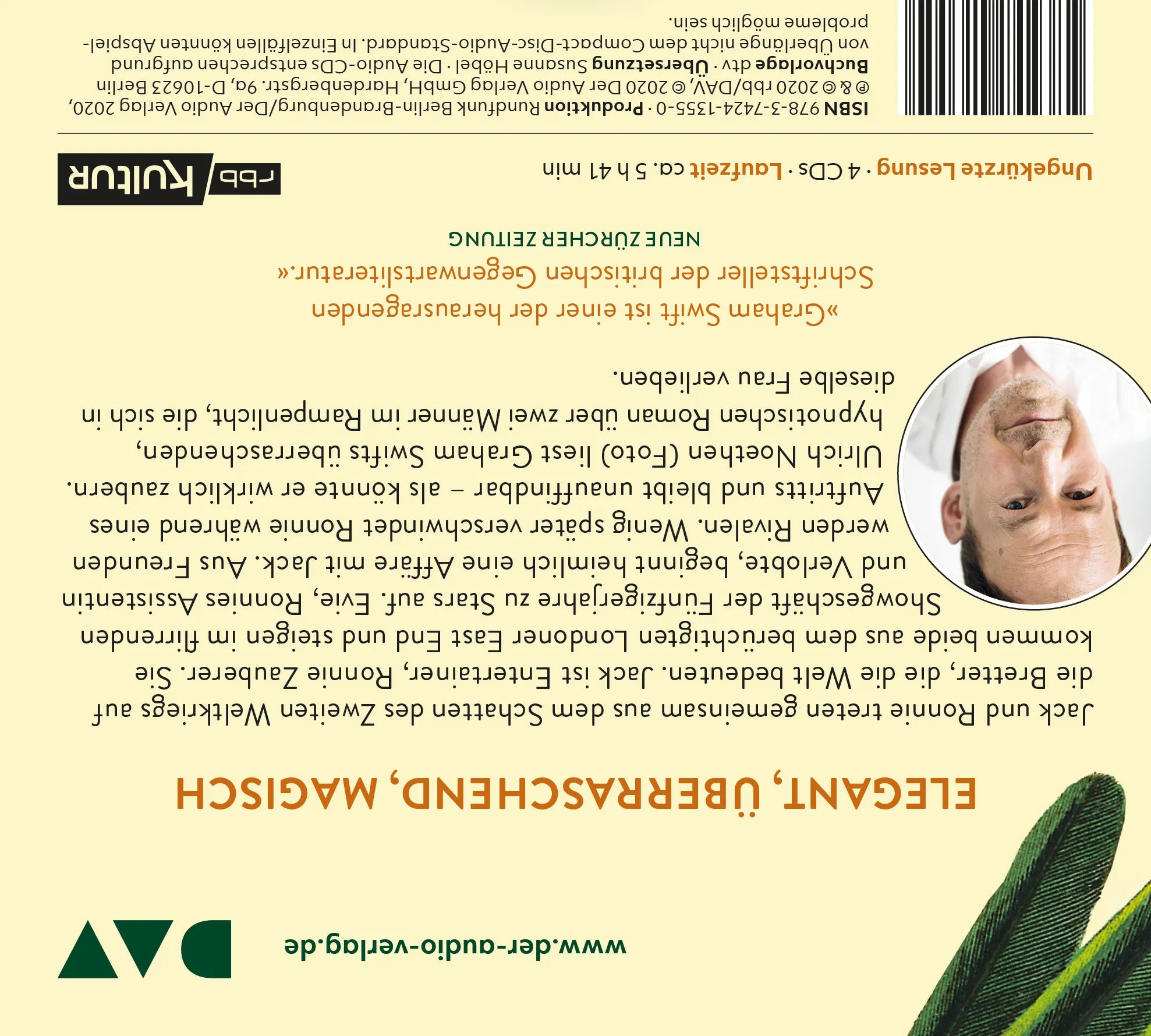 Buchrückseite von 'Da sind wir' mit Klappentext - Hörbuch (CD)