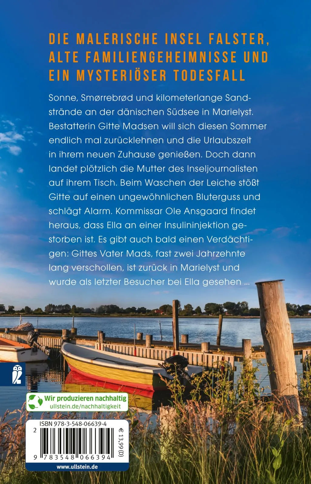 Buchrückseite von 'Dänische Brandung' mit Klappentext - Taschenbuch