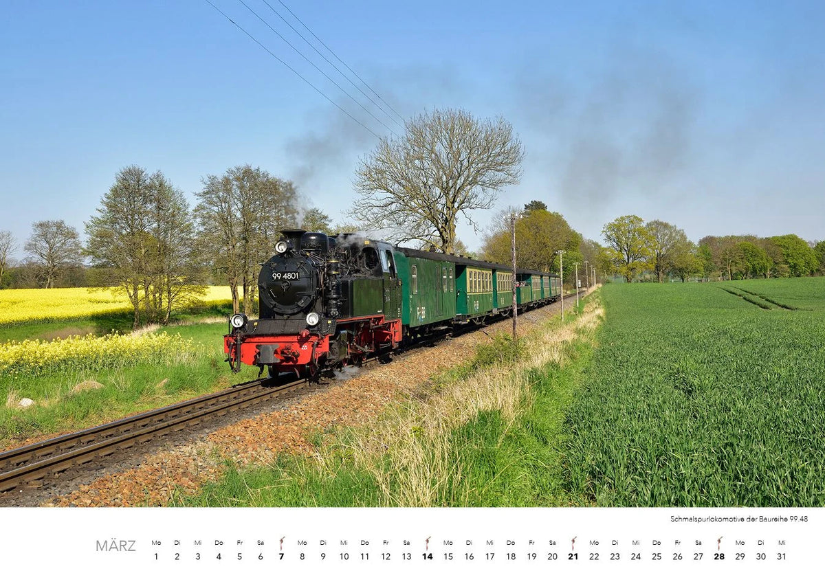 Dampfloks in Farbe Kalender 2027 – Ansicht
