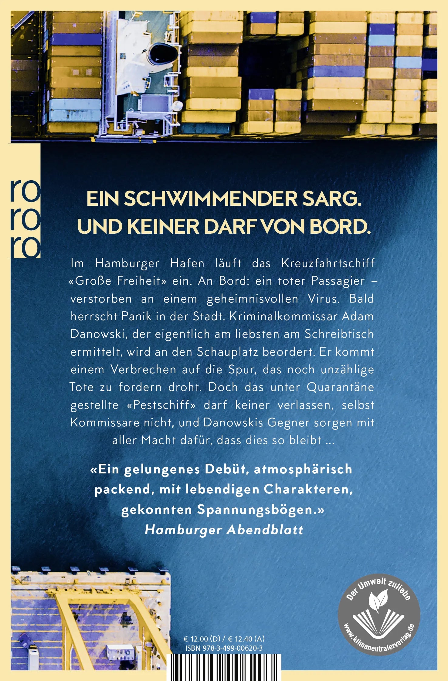 Buchrückseite von 'Danowski: Treibland' mit Klappentext - Taschenbuch
