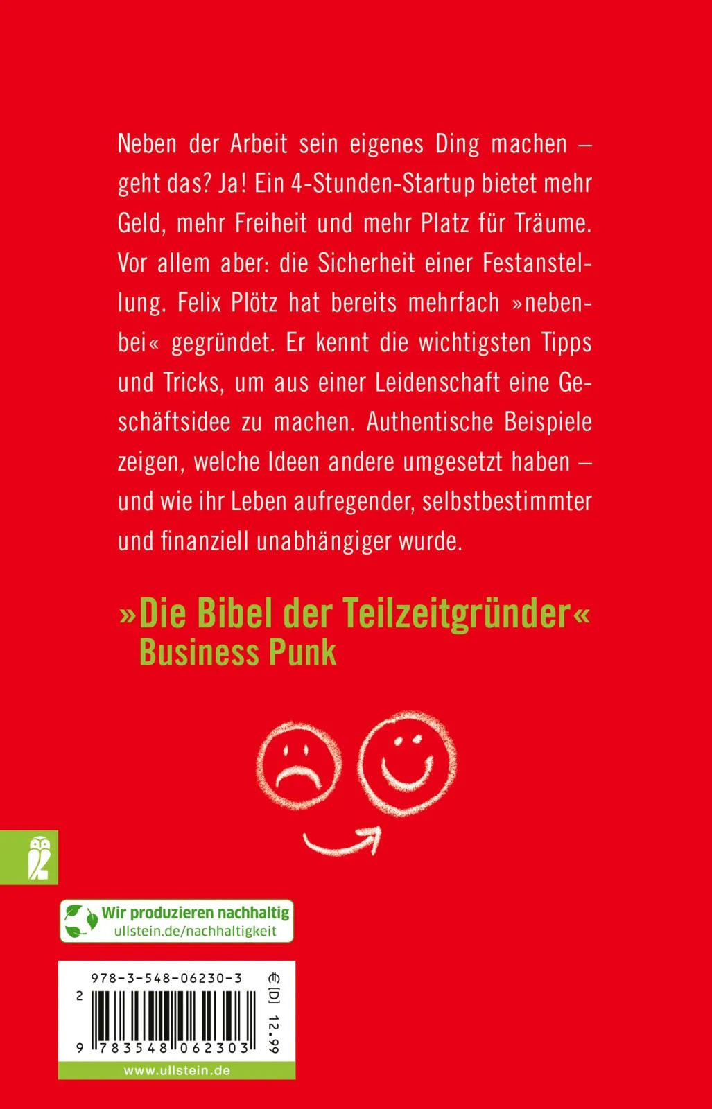 Buchrückseite von 'Das 4-Stunden-Startup' mit Klappentext - Taschenbuch