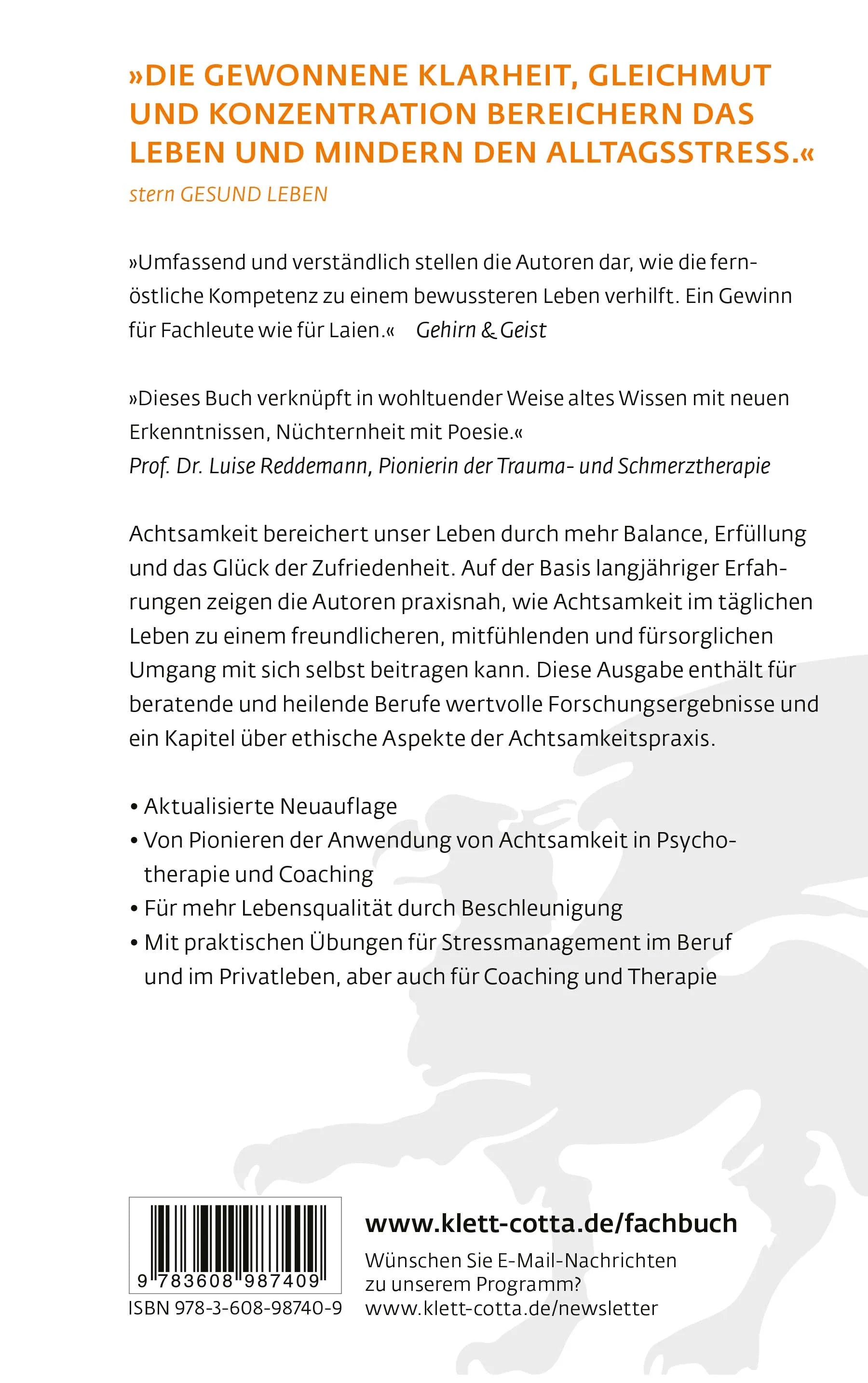 Buchrückseite von 'Das Achtsamkeitsbuch' mit Klappentext - Paperback