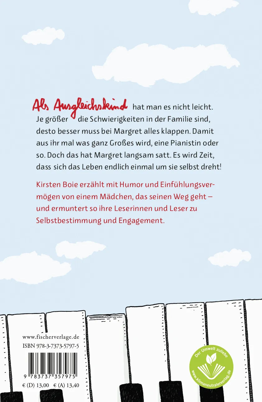 Buchrückseite von 'Das Ausgleichskind' mit Klappentext - Gebundene Ausgabe