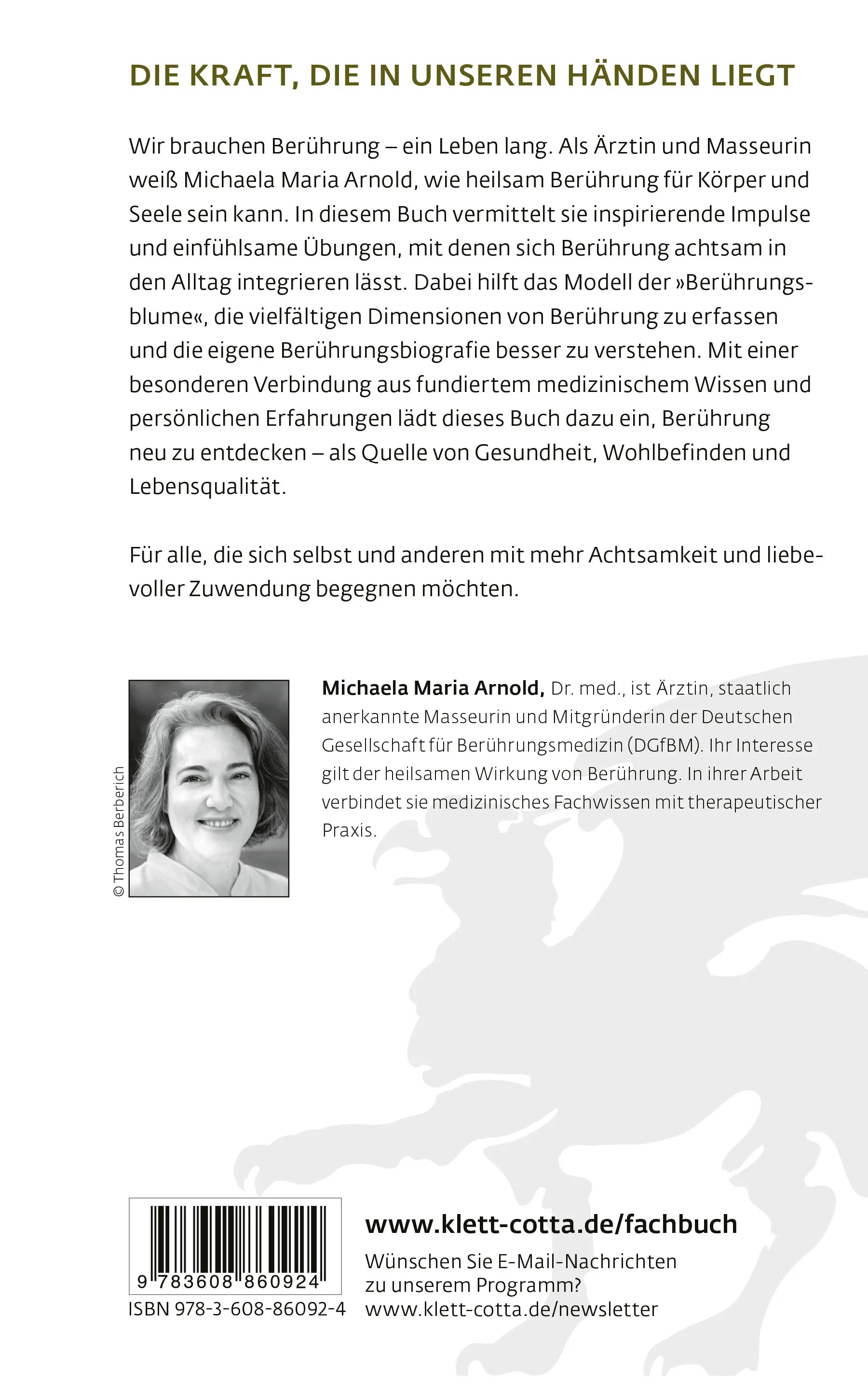 Buchrückseite von 'Das Berührungsbuch' mit Klappentext - Paperback